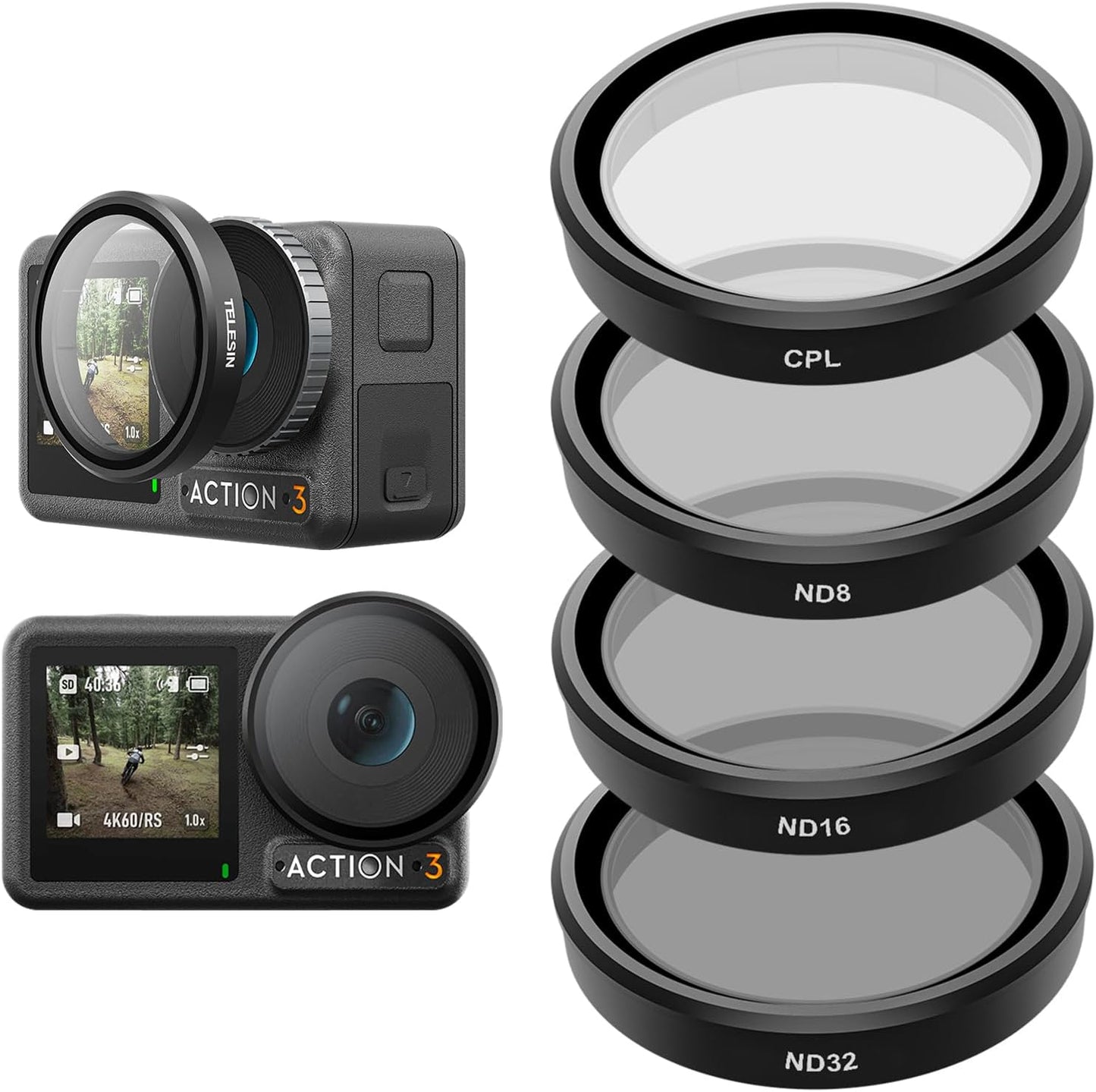 TELESIN 4-Pack HD Filter Set for DJI Action Cameras