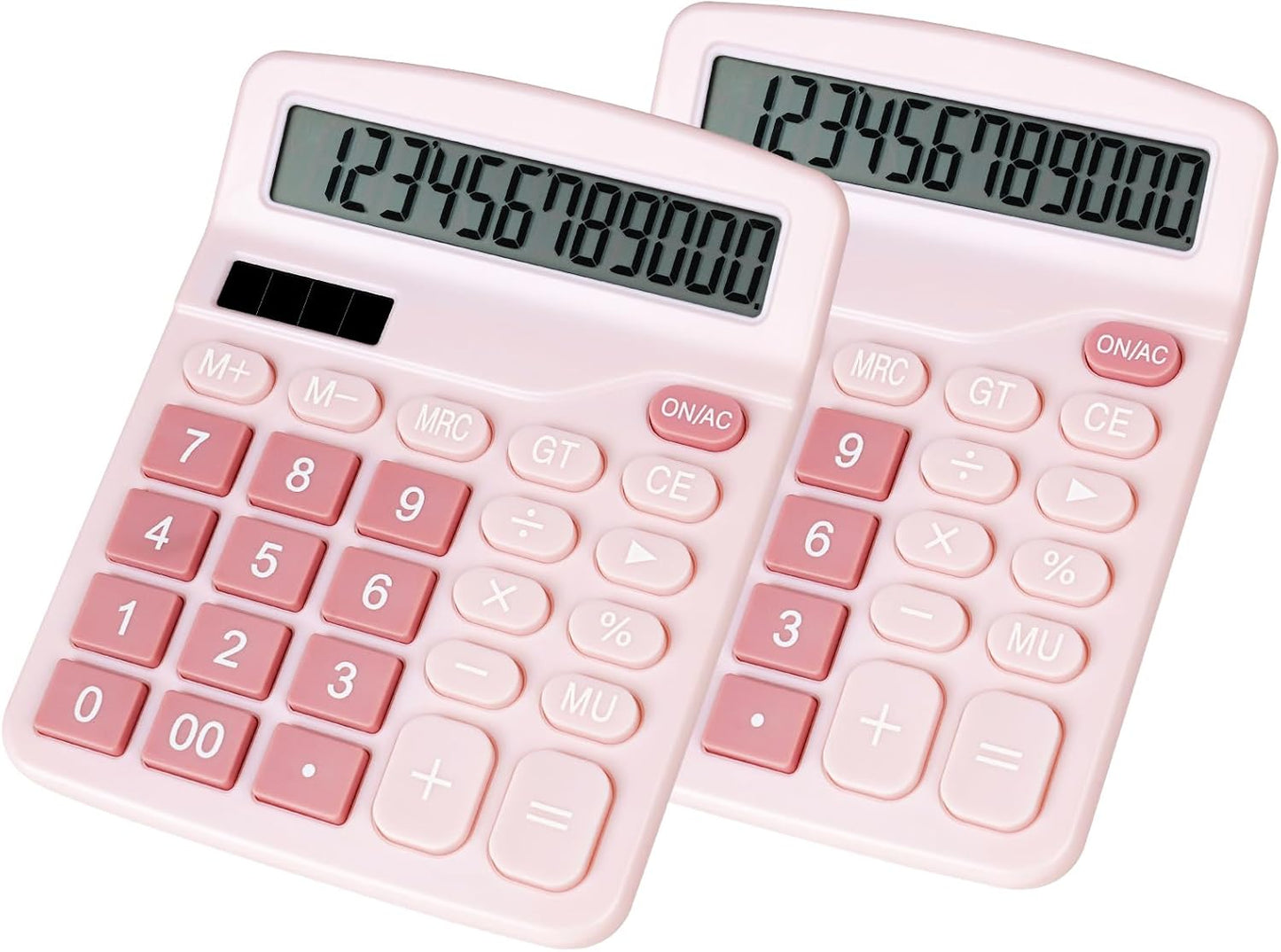 Pink Desktop Calculator: Easy View, Dual Power, 2 Pack