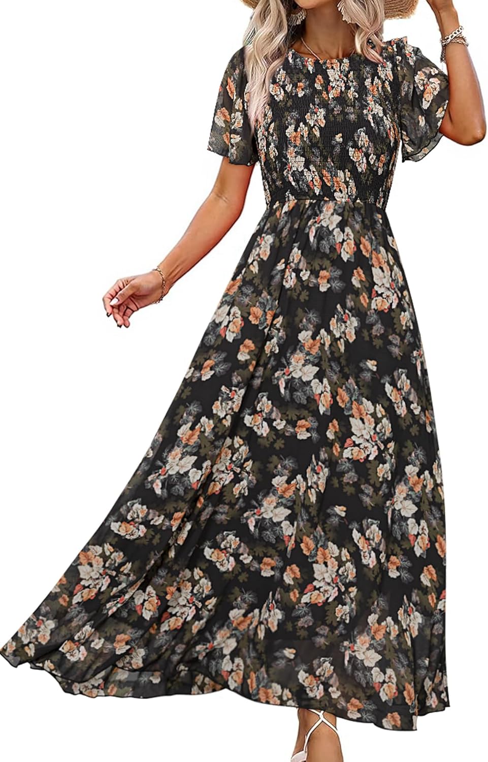 Simplee Womens Summer Floral Casual Maxi Dress for Elegance