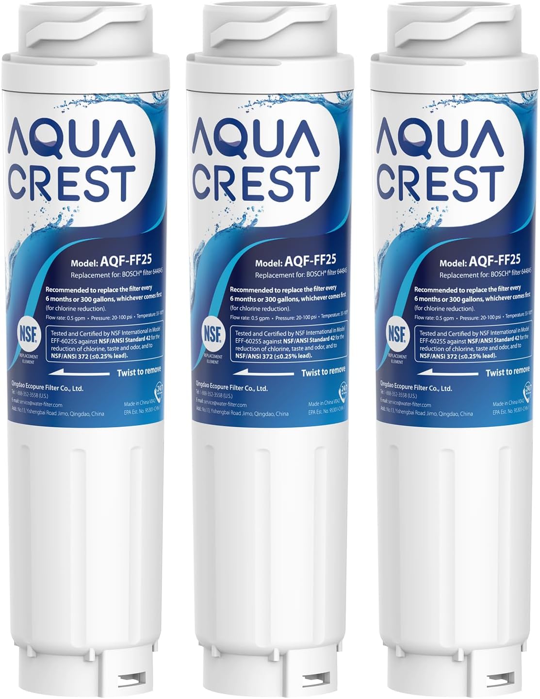 AQUA CREST Refrigerator Water Filter Replacement for Bosch Models