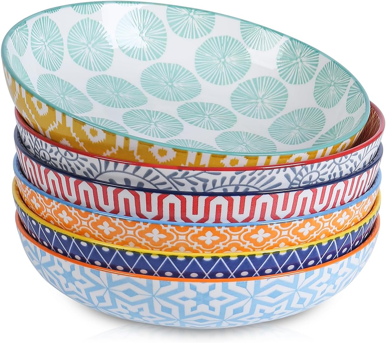 Selamica Ceramic Pasta Bowls Set for Large Portions and More