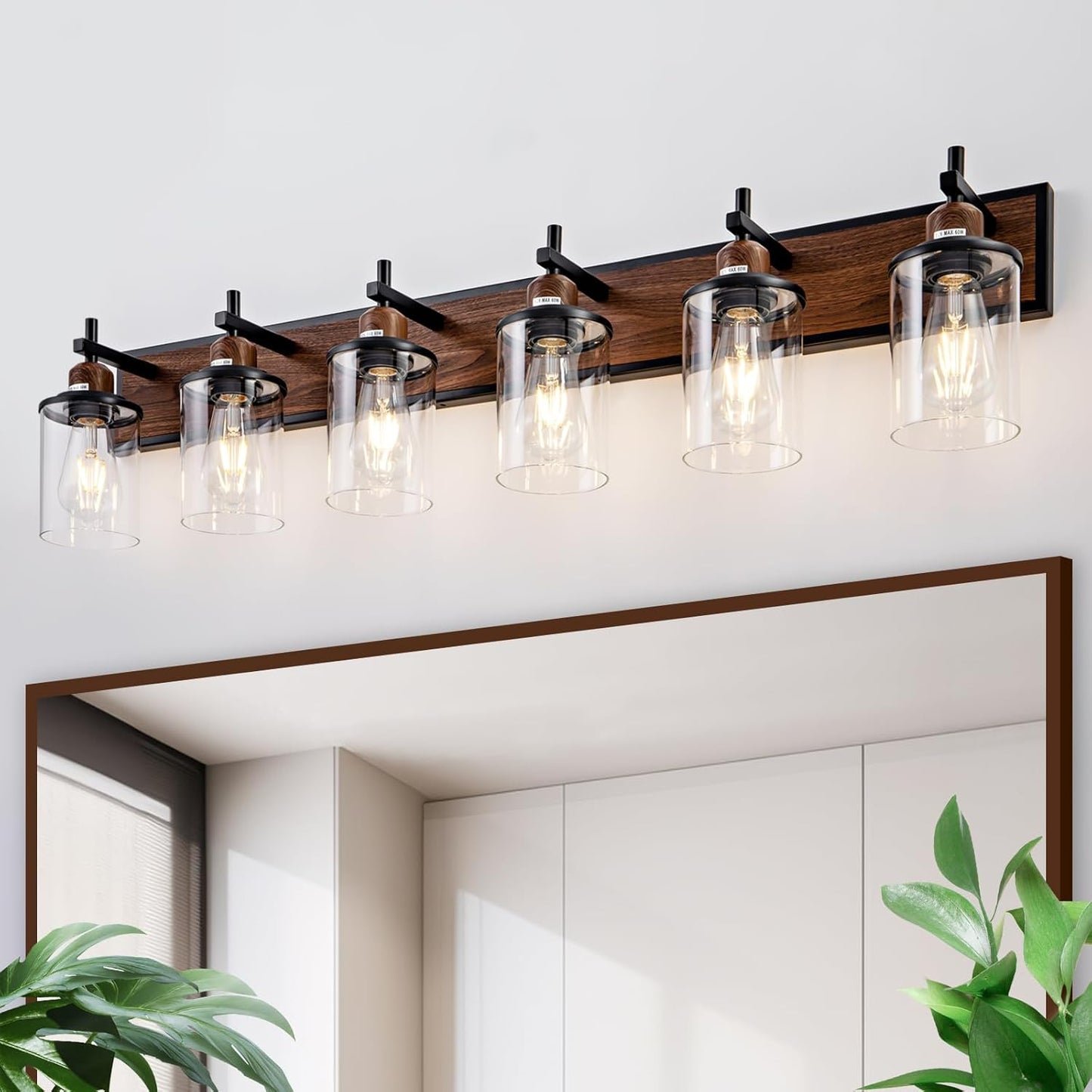 6-Light Farmhouse Bathroom Light Fixtures for Vintage Style