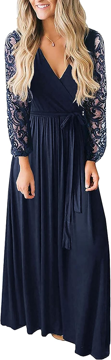 Kranda Womens Vintage Floral Lace Long Sleeve Maxi Dress Review