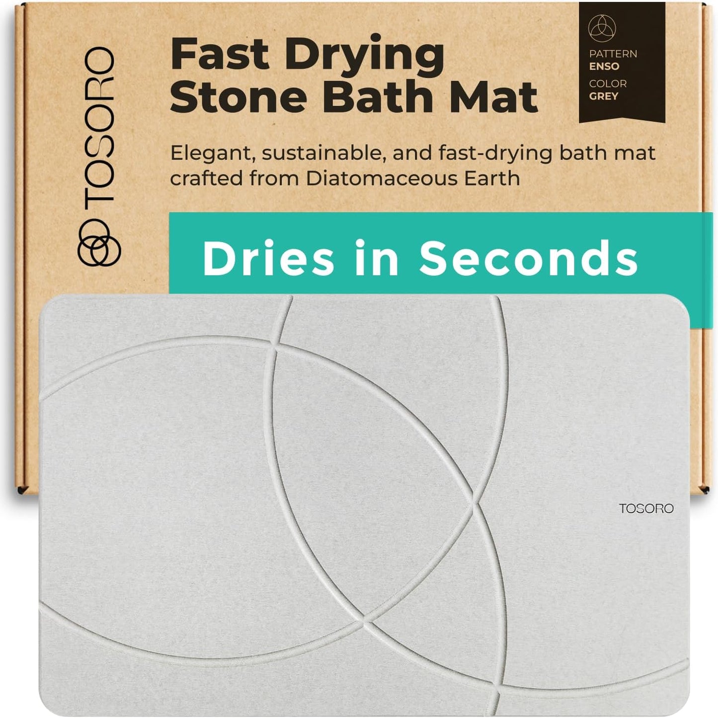 Diatomaceous Earth Stone Bath Mat - Quick Drying & Non-Slip