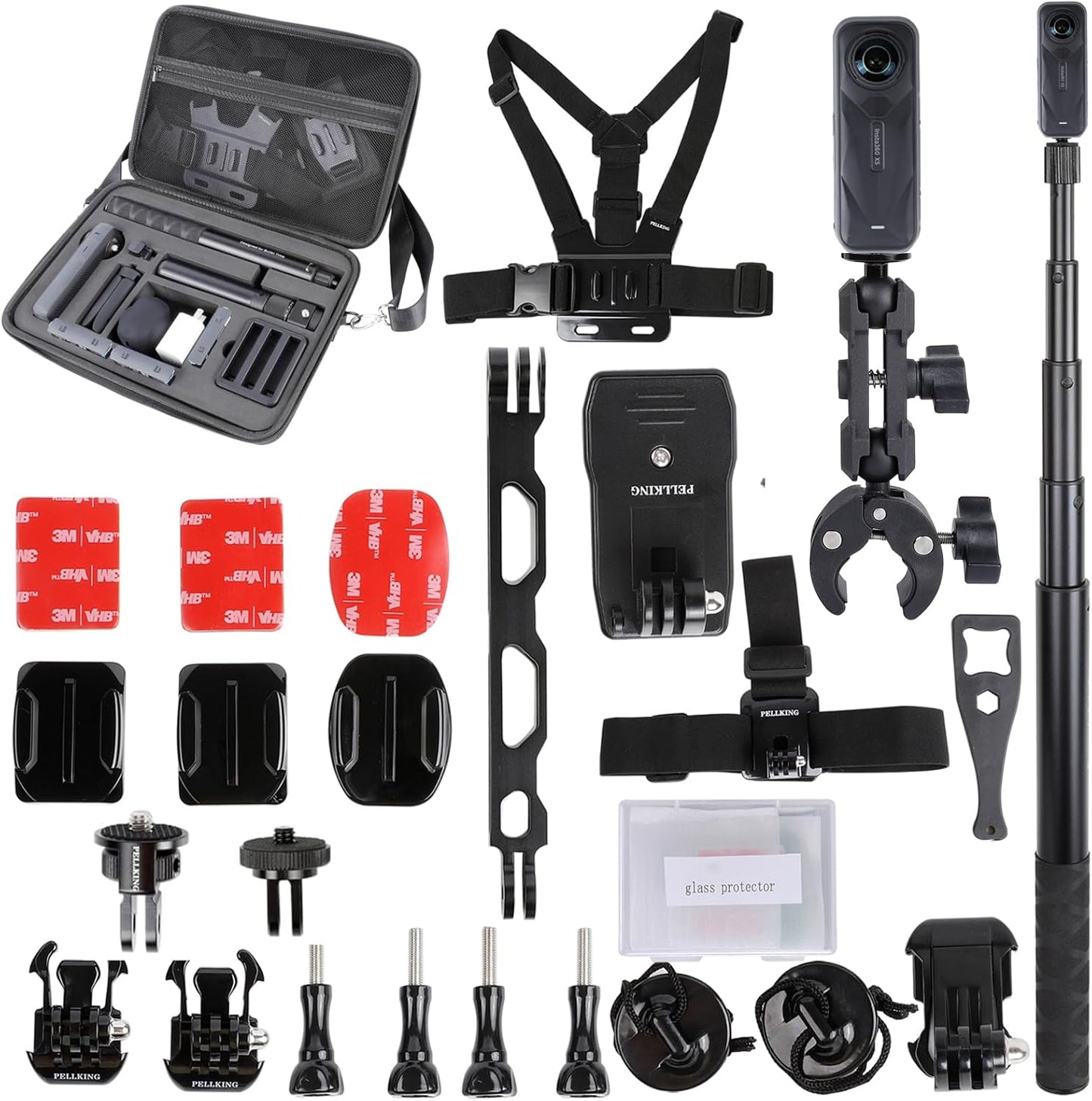 PellKing Motocycle Accessory Bundle for Insta360 X5/X4 Cameras