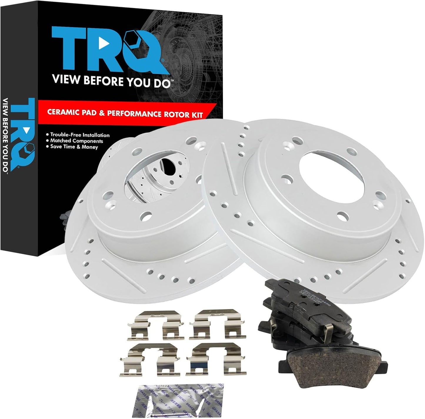 TRQ Rear Brake Pad & Rotor Kit for Hyundai and Kia Models