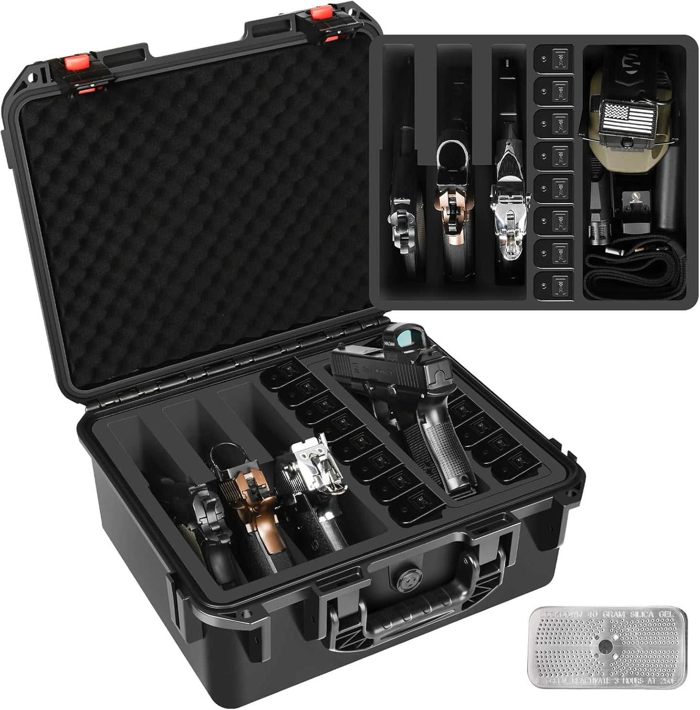 Pistol Gun Case for Multi Handguns - Waterproof Hard Shell Box