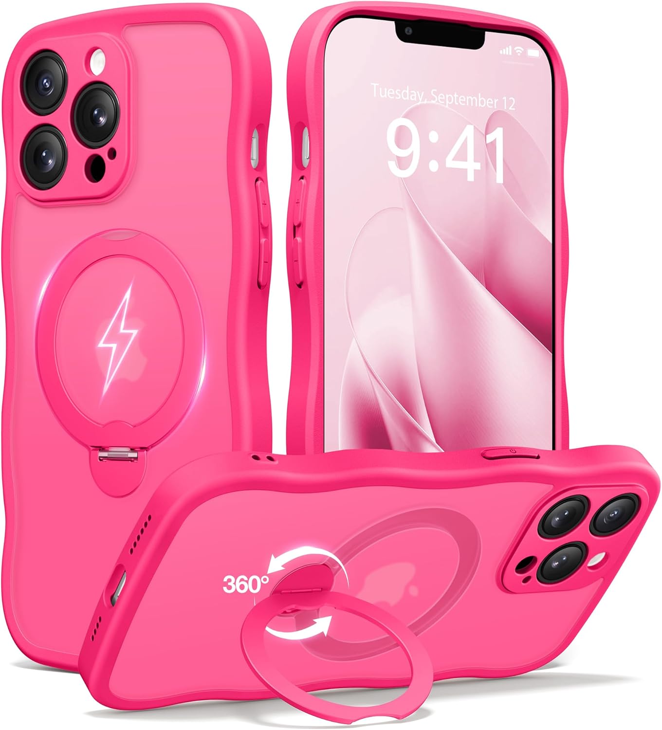 CAPRARO iPhone 13 Pro Max Case with 360 Spin Magnetic Stand