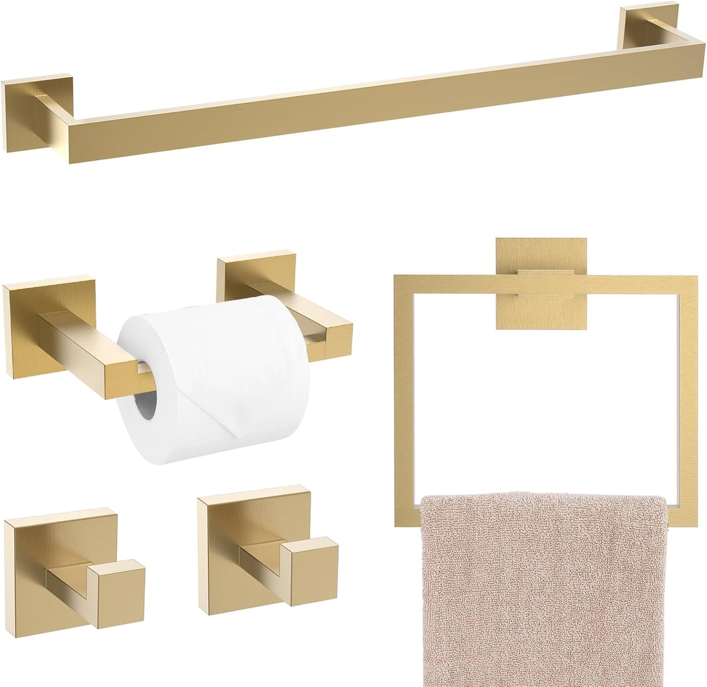 Brushed Gold Bathroom Hardware Accessories Set for Modern Homes