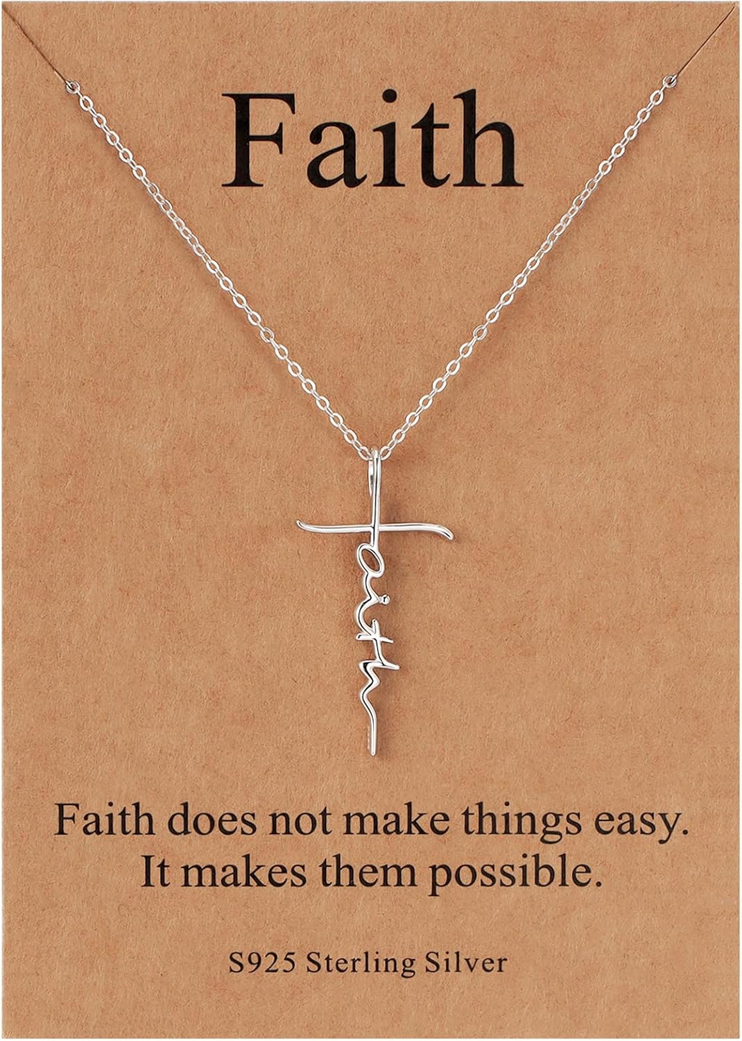 Faith Cross Pendant Necklace for Women - Religious Jewelry Gift