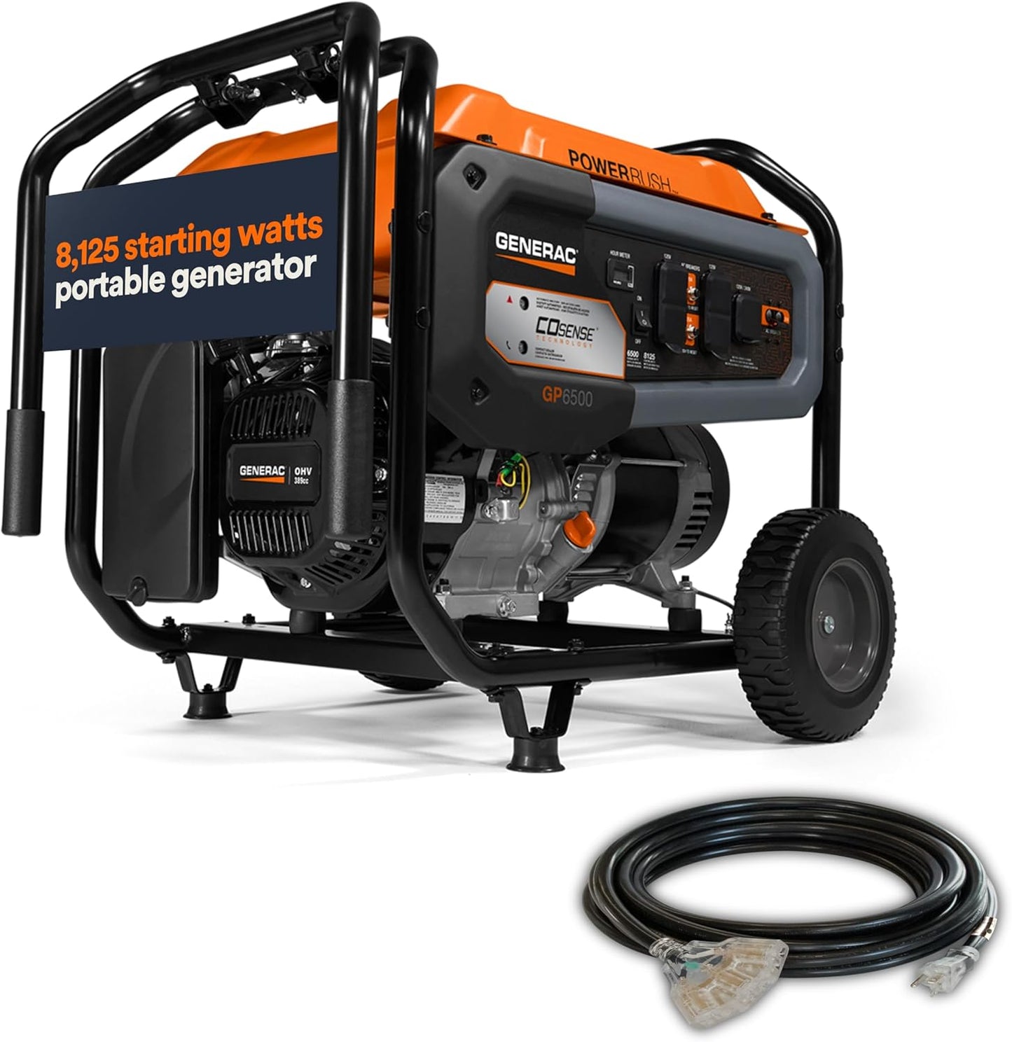 Generac 8,125 Starting Watt Portable Gas Generator for Home Use