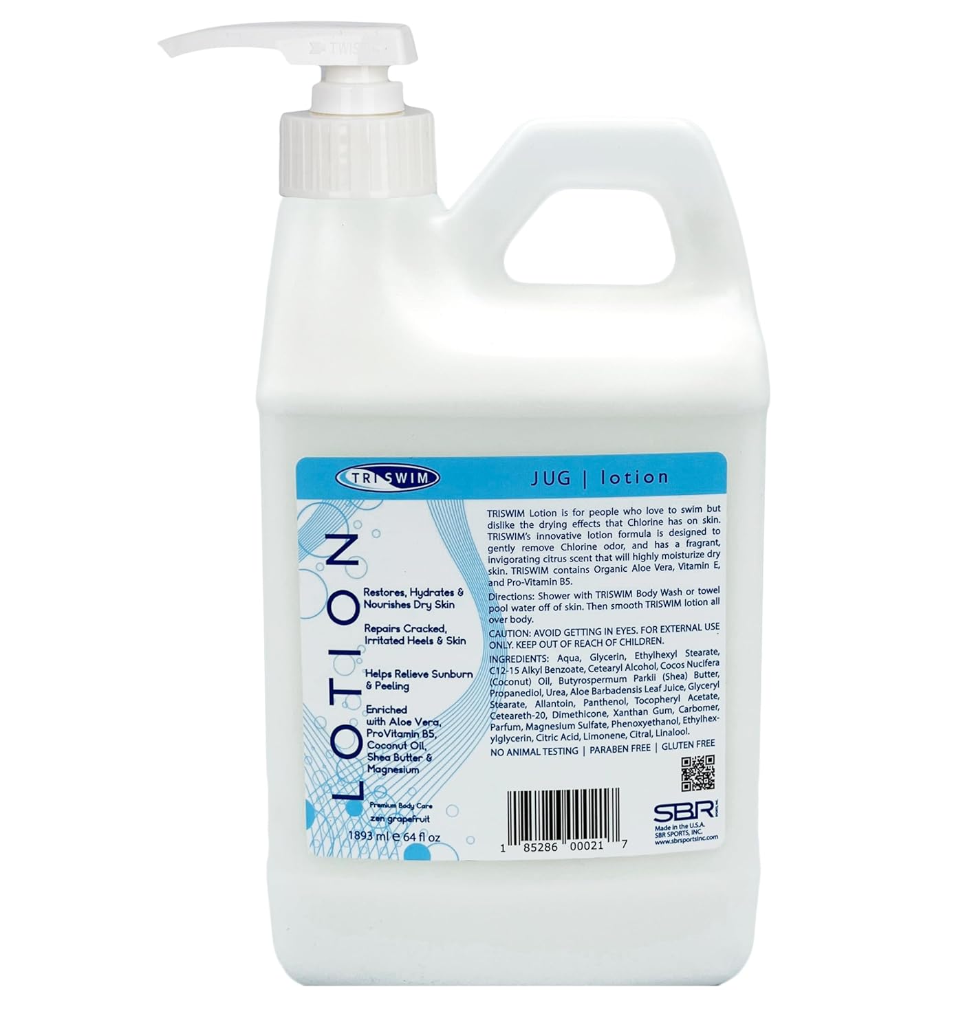 TRISWIM Swim Lotion Jug 64oz for Chlorine Odor Neutralization