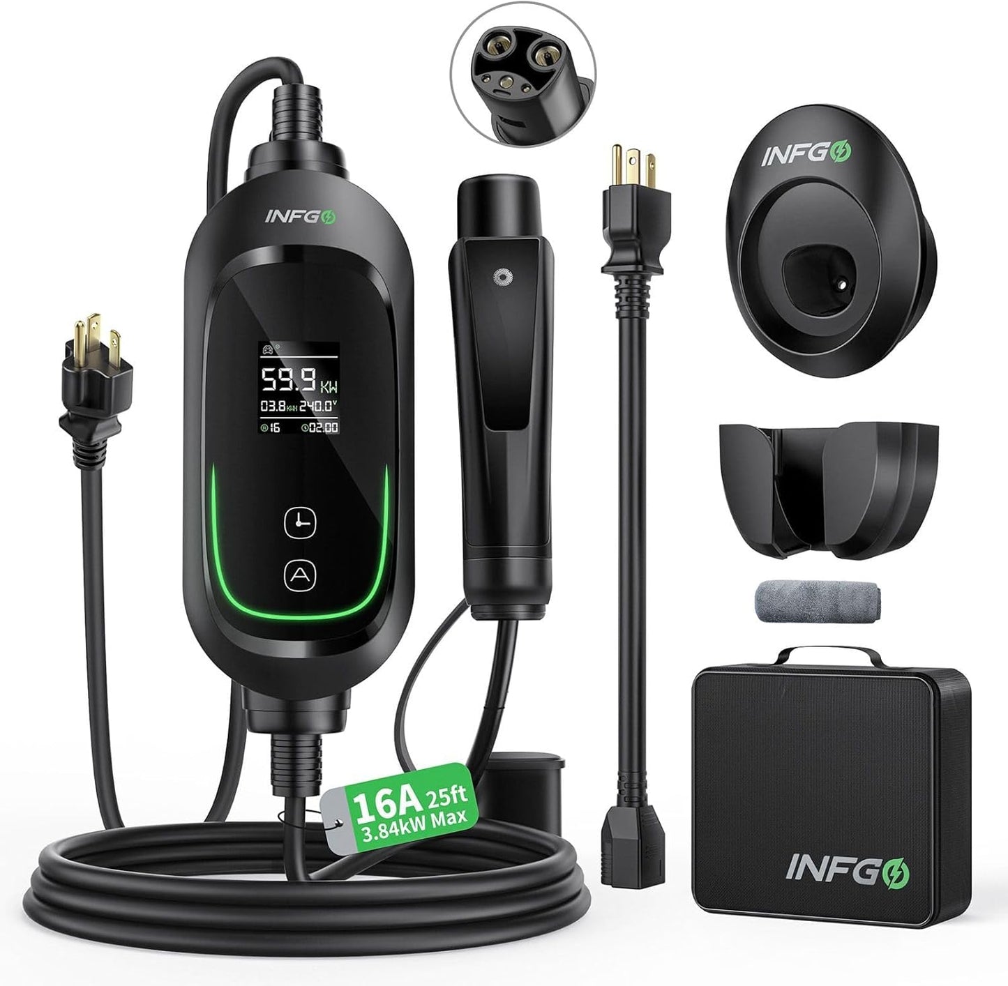 Level 1/2 Tesla Wall Charger with Adjustable Amperage for Home