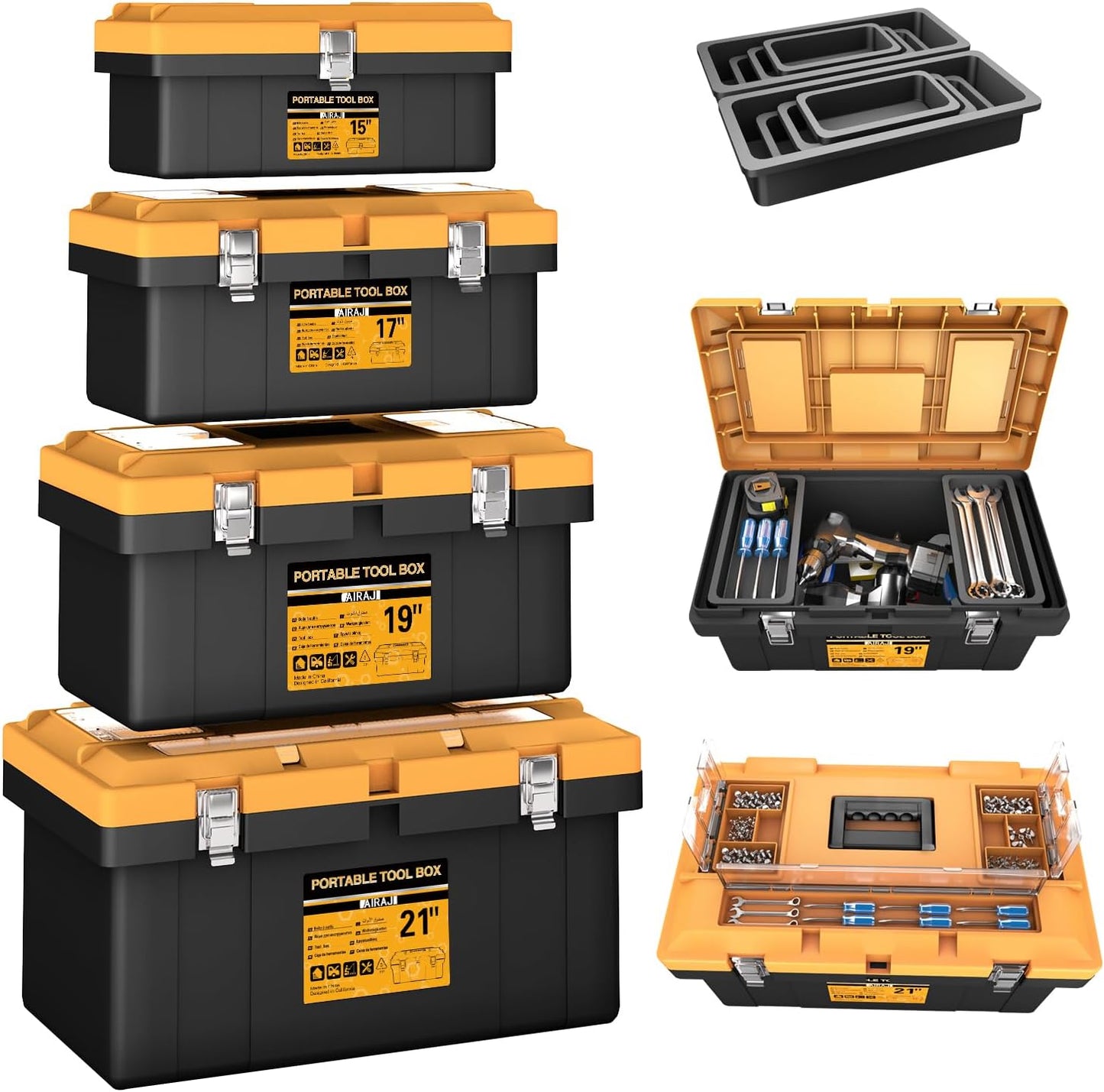 4 In 1 Toolbox Set with Removable Organizers for All Your Needs