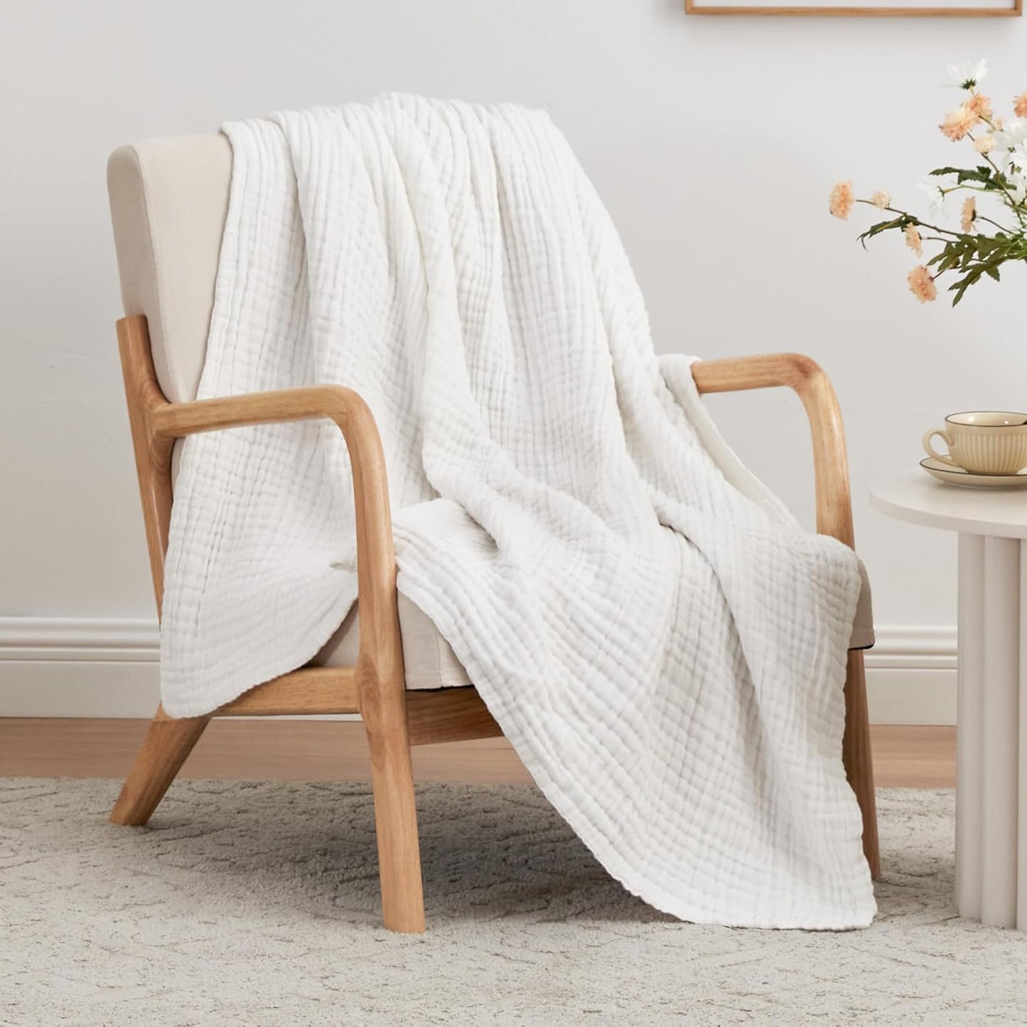 100% Cotton Muslin Blanket for Couch Bed - Lightweight Comfort
