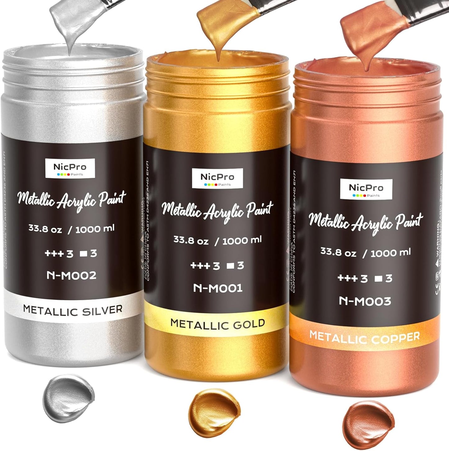 Nicpro Large Acrylic Paint Set for Stunning Metallic Art