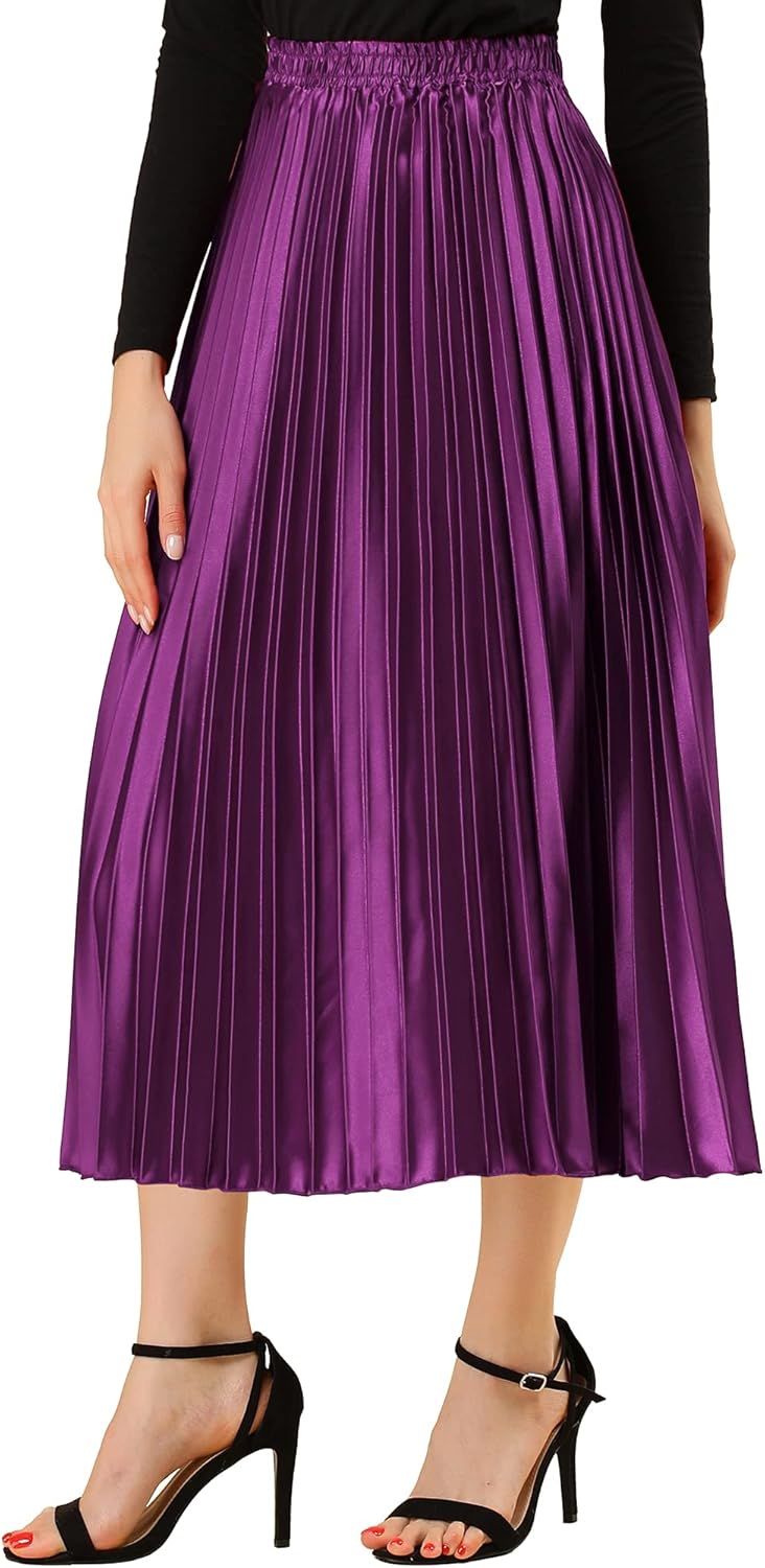 Allegra K Women Pleated Midi Skirt for Stylish Occasions