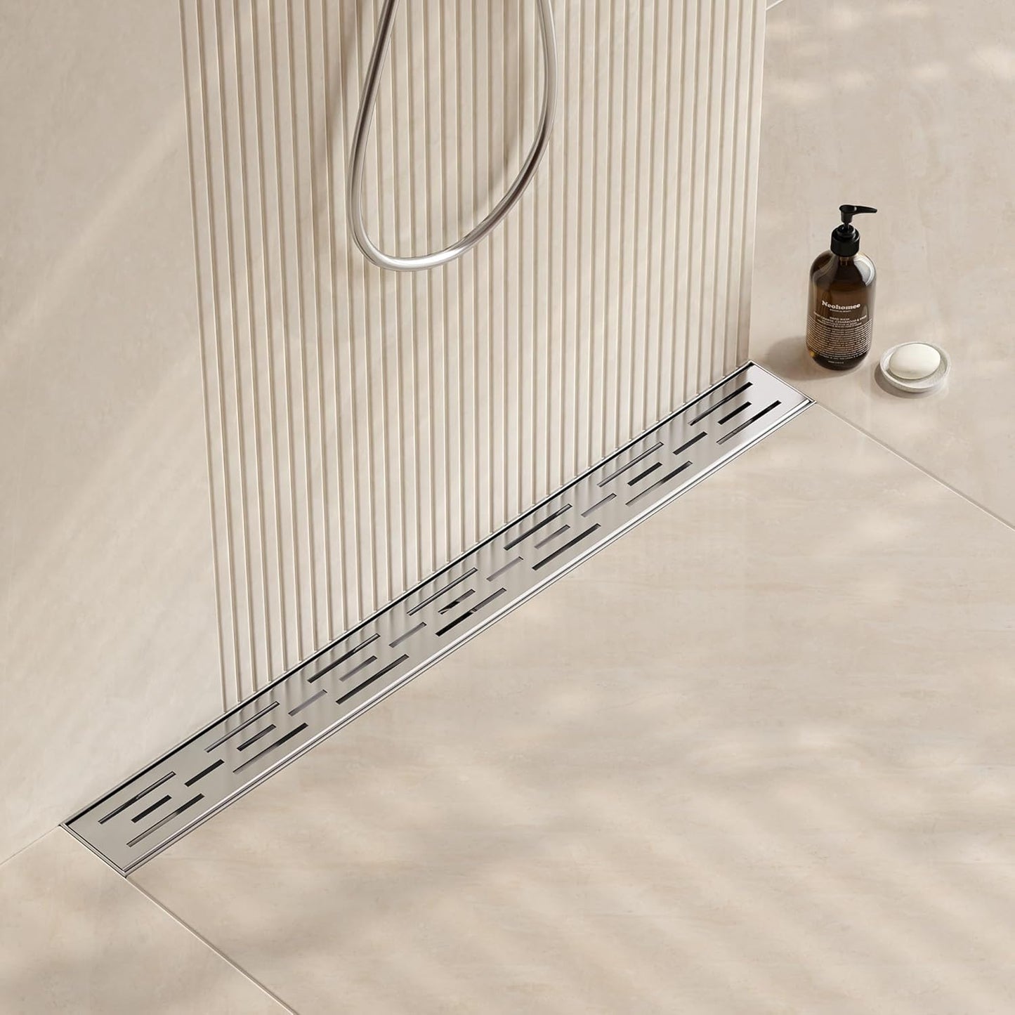 Neodrain 28 Inch Linear Shower Drain with Brick Pattern Grate