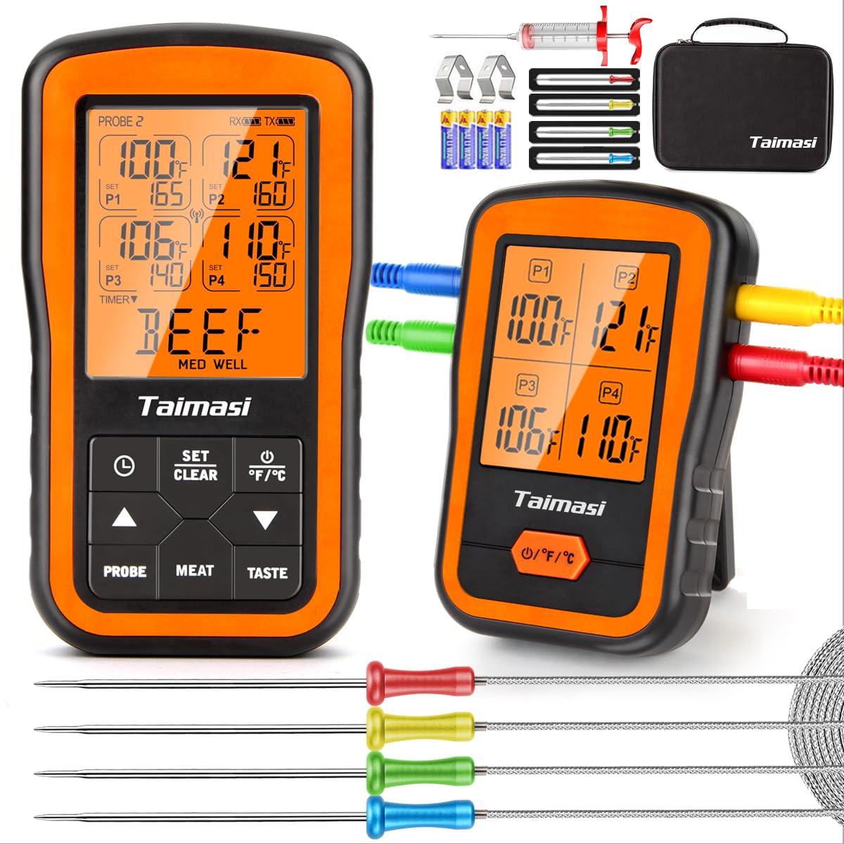 Taimasi Wireless Meat Thermometer - 4 Probes, Extended Range