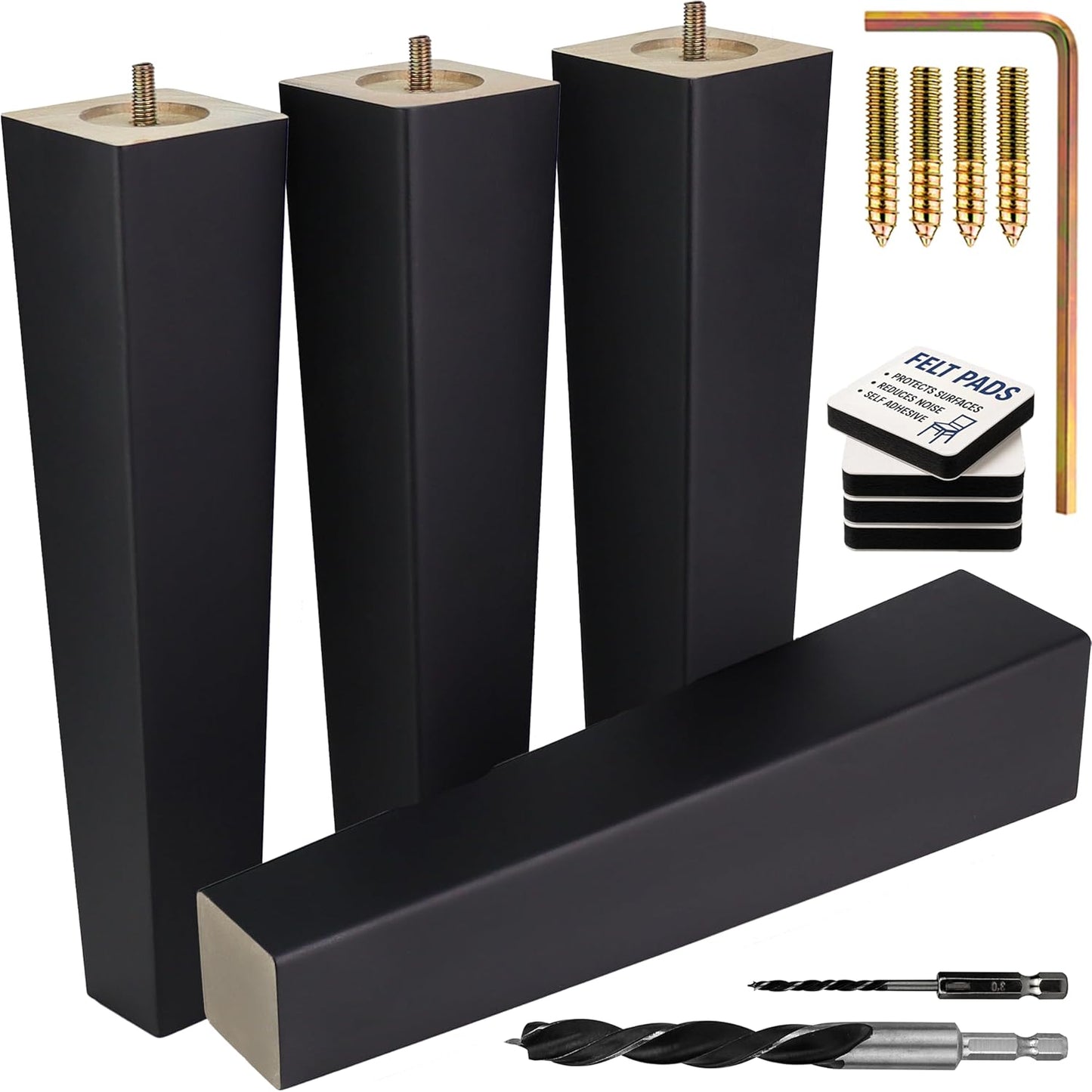 Premium Black Square Furniture Legs for Stylish Home Upgrade