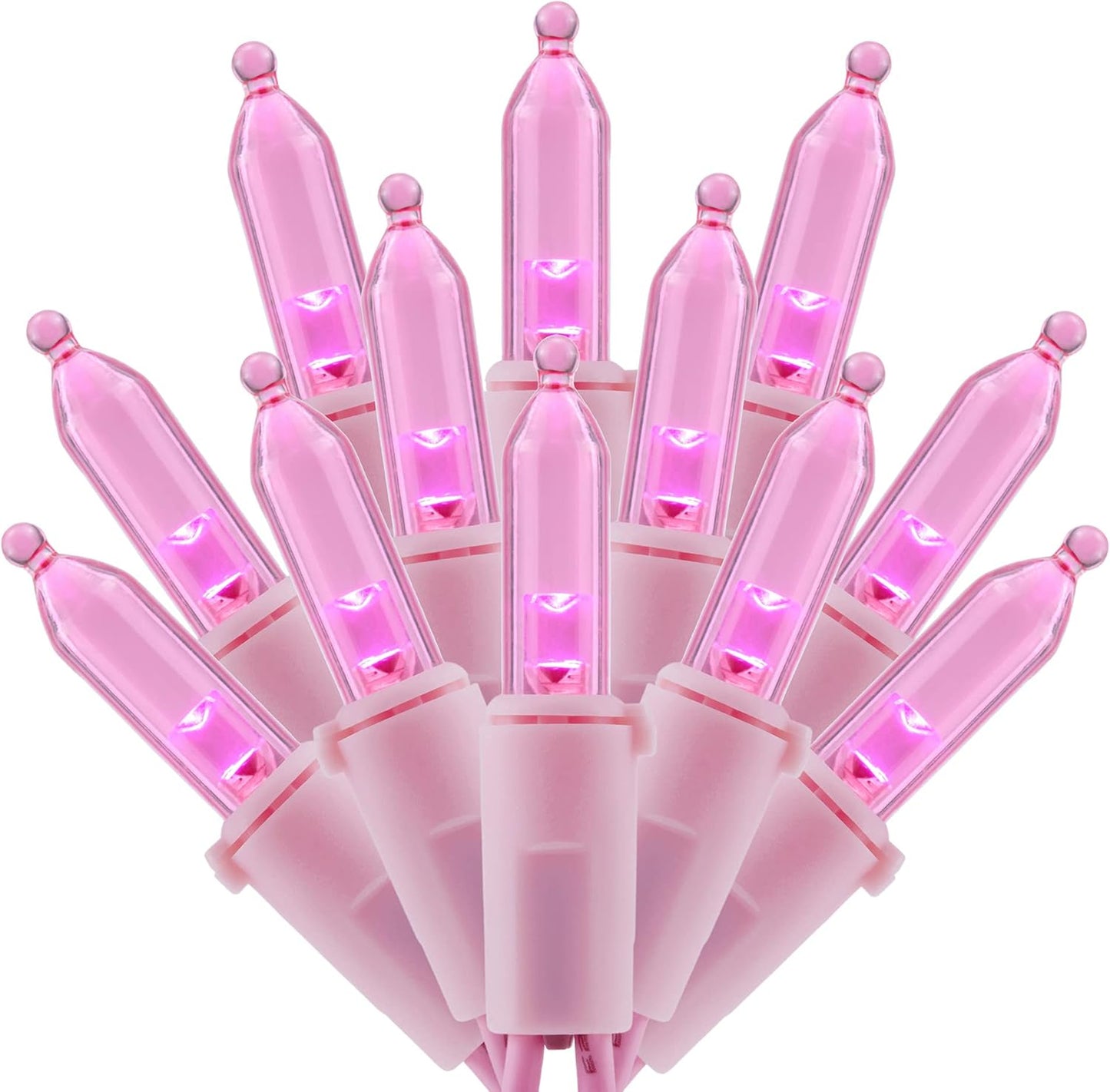 Pink LED Christmas Lights x2 Sets 33ft Each, UL Certified Commercial Grade - Sweetly Bright!
