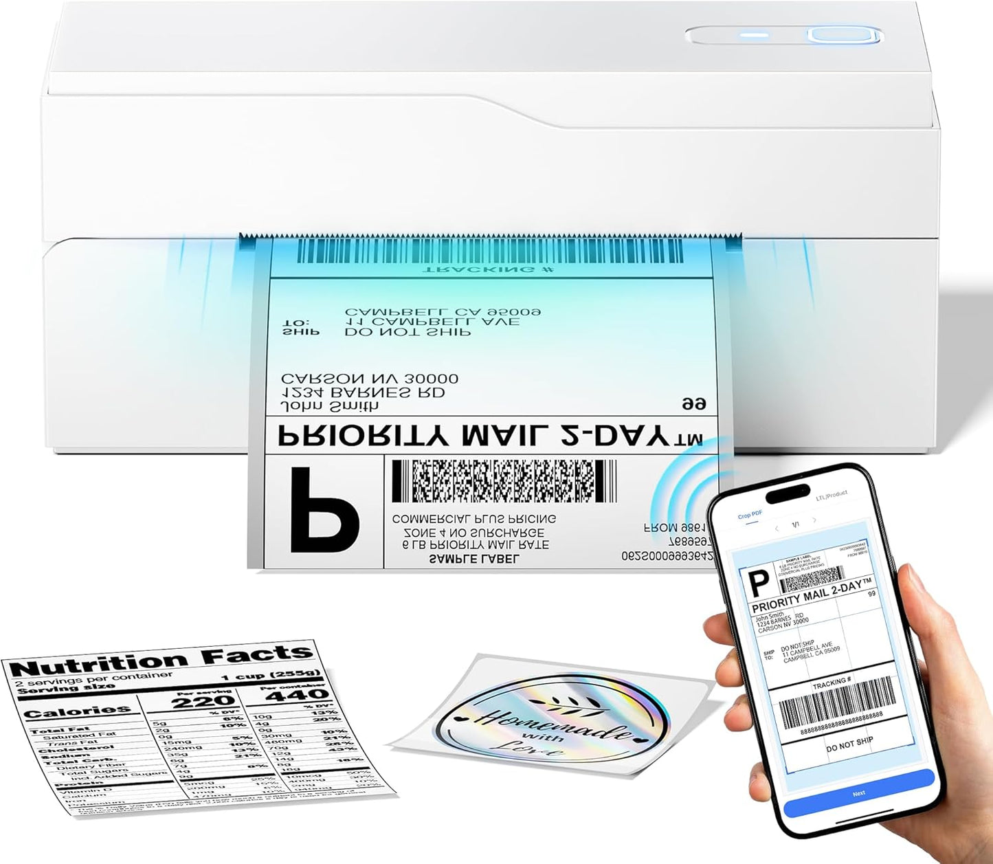 Bluetooth Thermal Label Printer for Small Businesses & Shipping