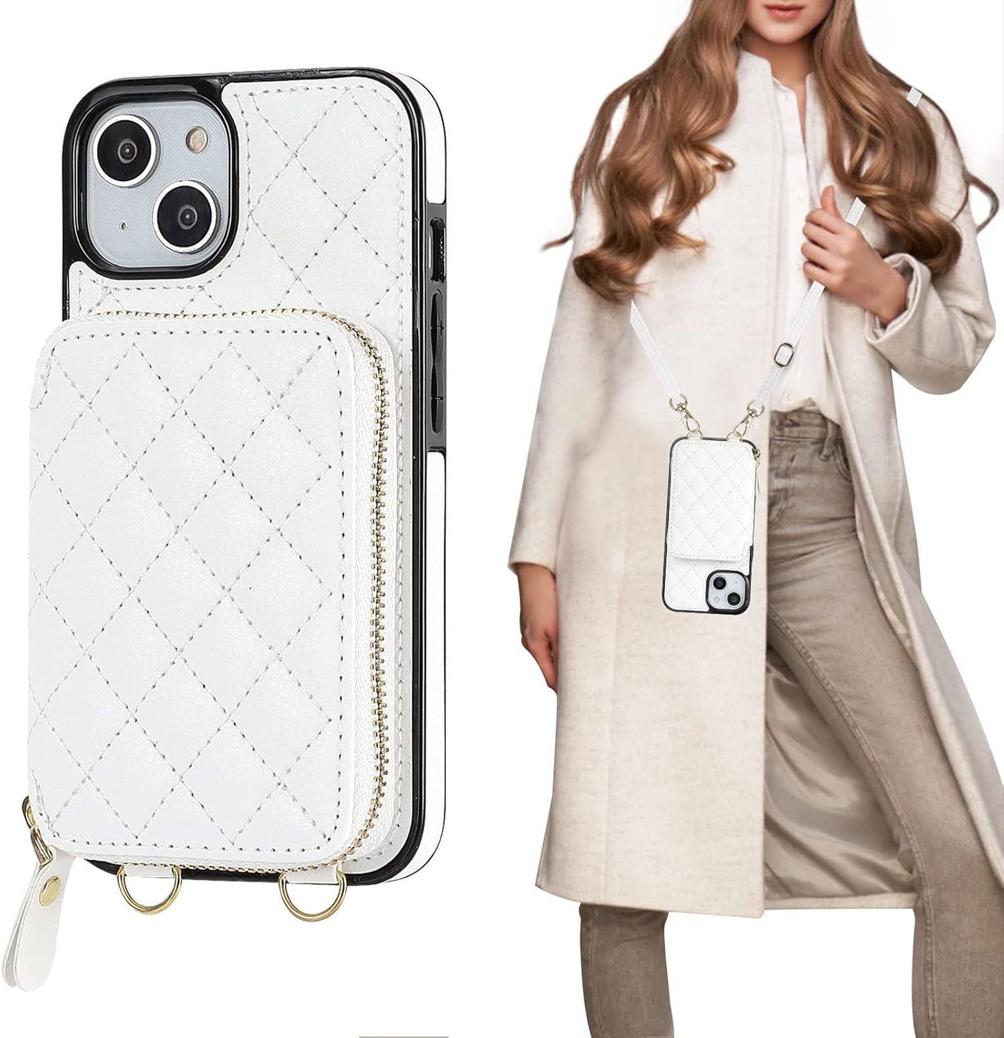 Bocasal Crossbody Wallet Case for iPhone 13 with RFID Blocking