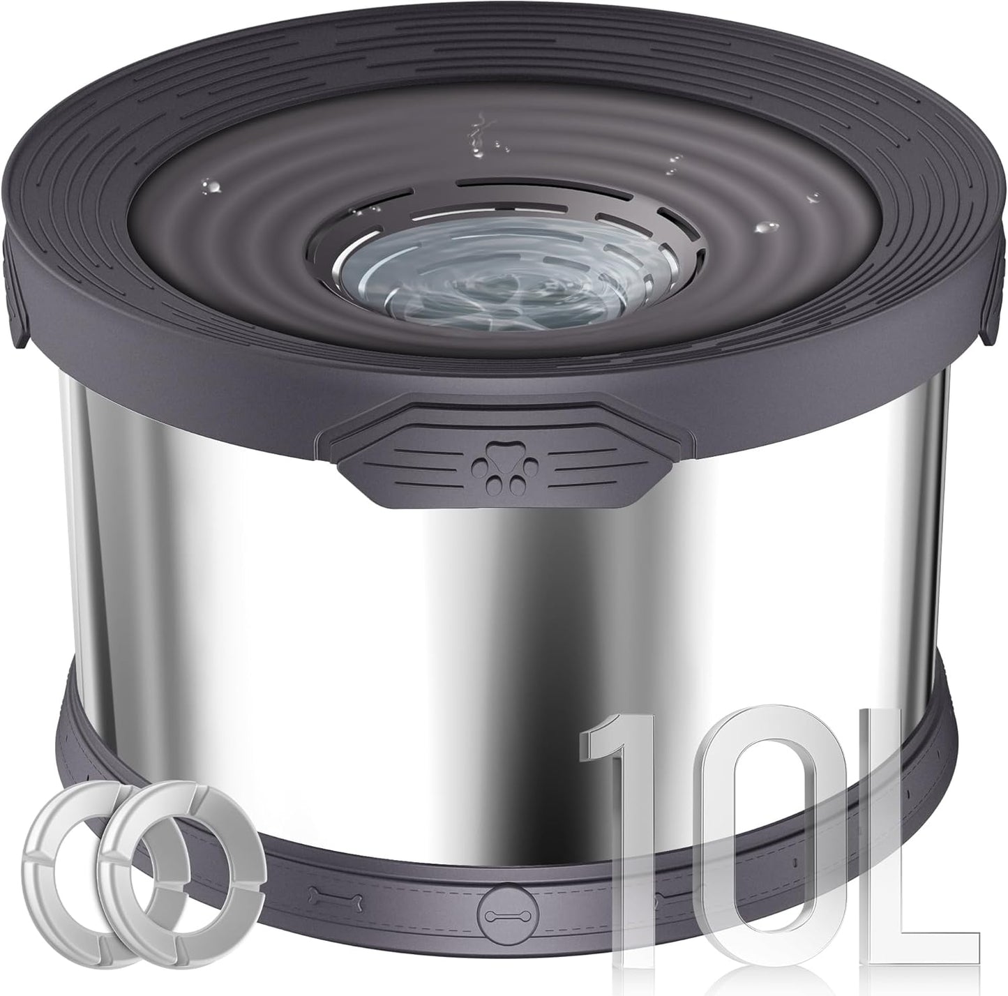 UPSKY Dog Water Bowl No Spill 10L Stainless Steel for Large Dogs