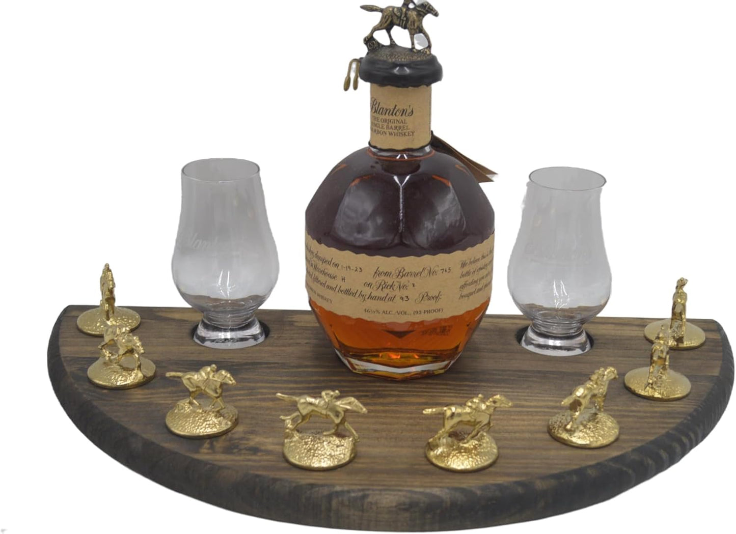 Bourbon Cork Display Half Moon Shape with Light and Glass Holders
