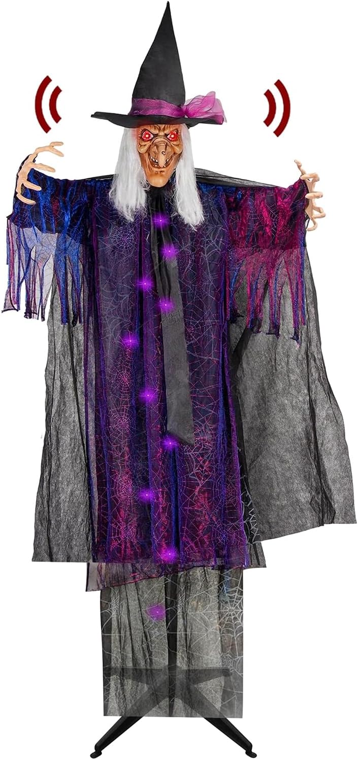 Life Size Halloween Standing Witch with Scary Sound Effects