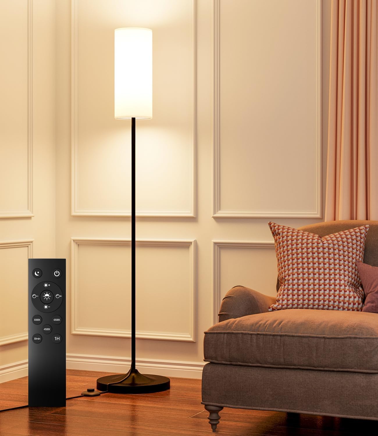 Luckystyle LED Floor Lamp for Living Room with Remote Control