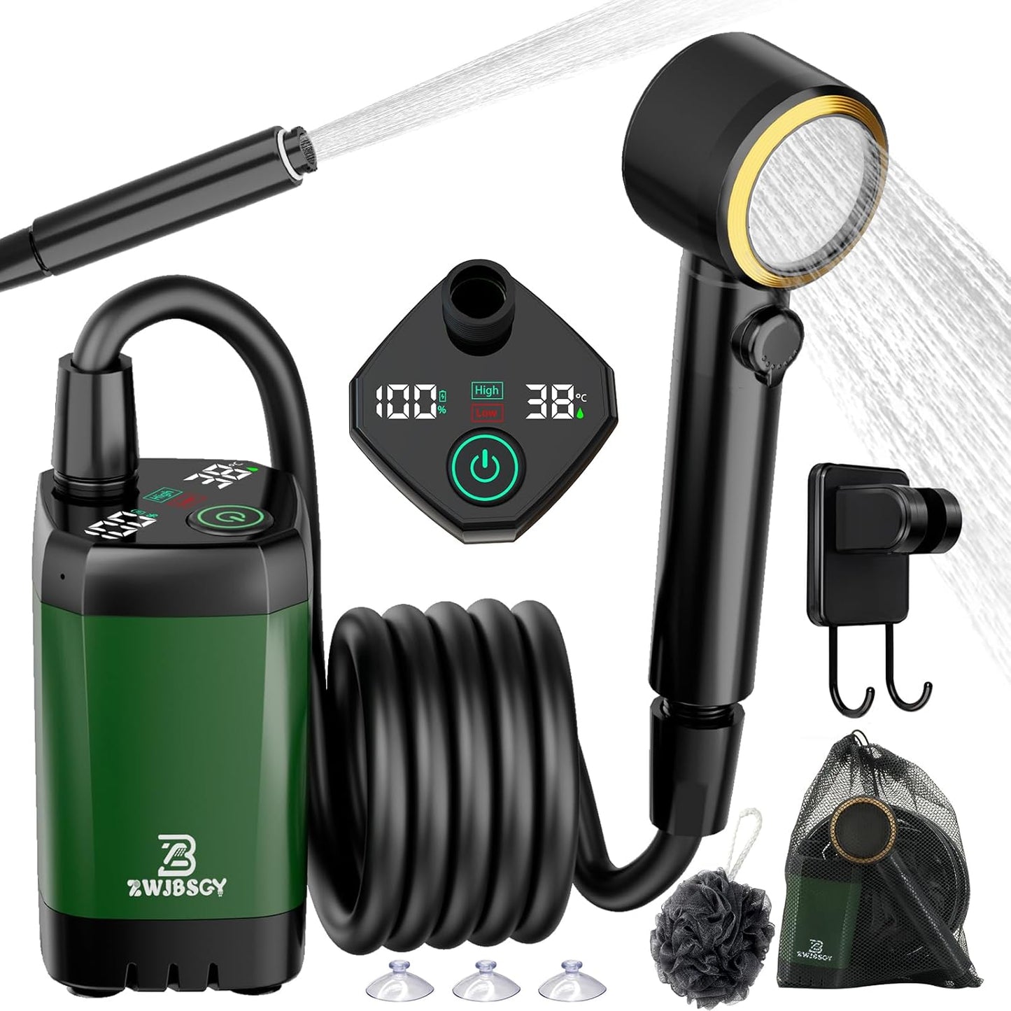 Portable Shower for Camping with Long Runtime and 4 Spray Modes