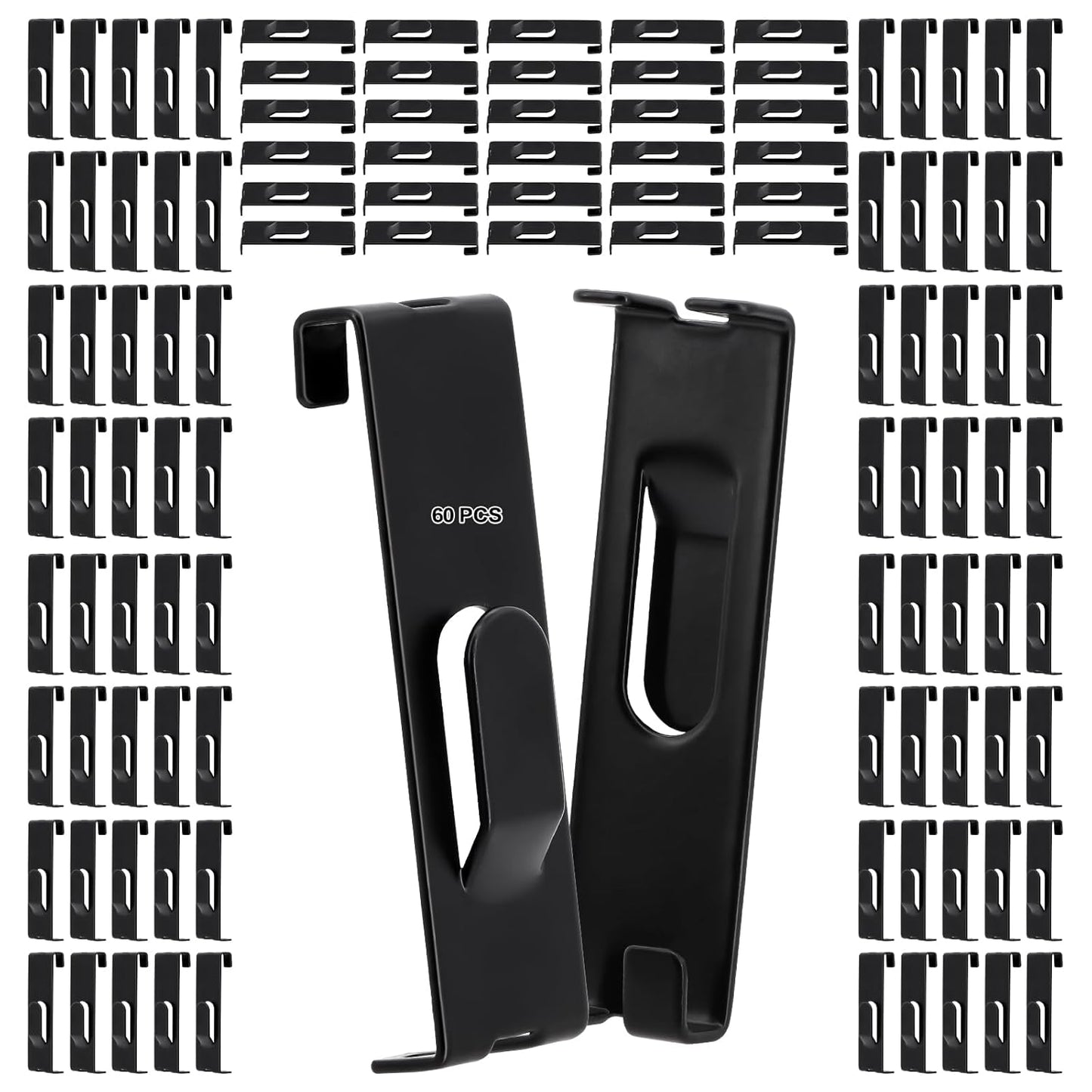 Grid Hooks for Wall Display - 60 Pcs Black Metal Hangers