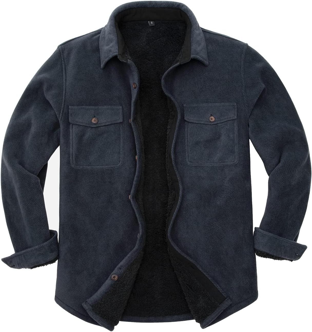 ZENTHACE Men's Warm Sherpa Lined Fleece Plaid Flannel Shirt Jacket