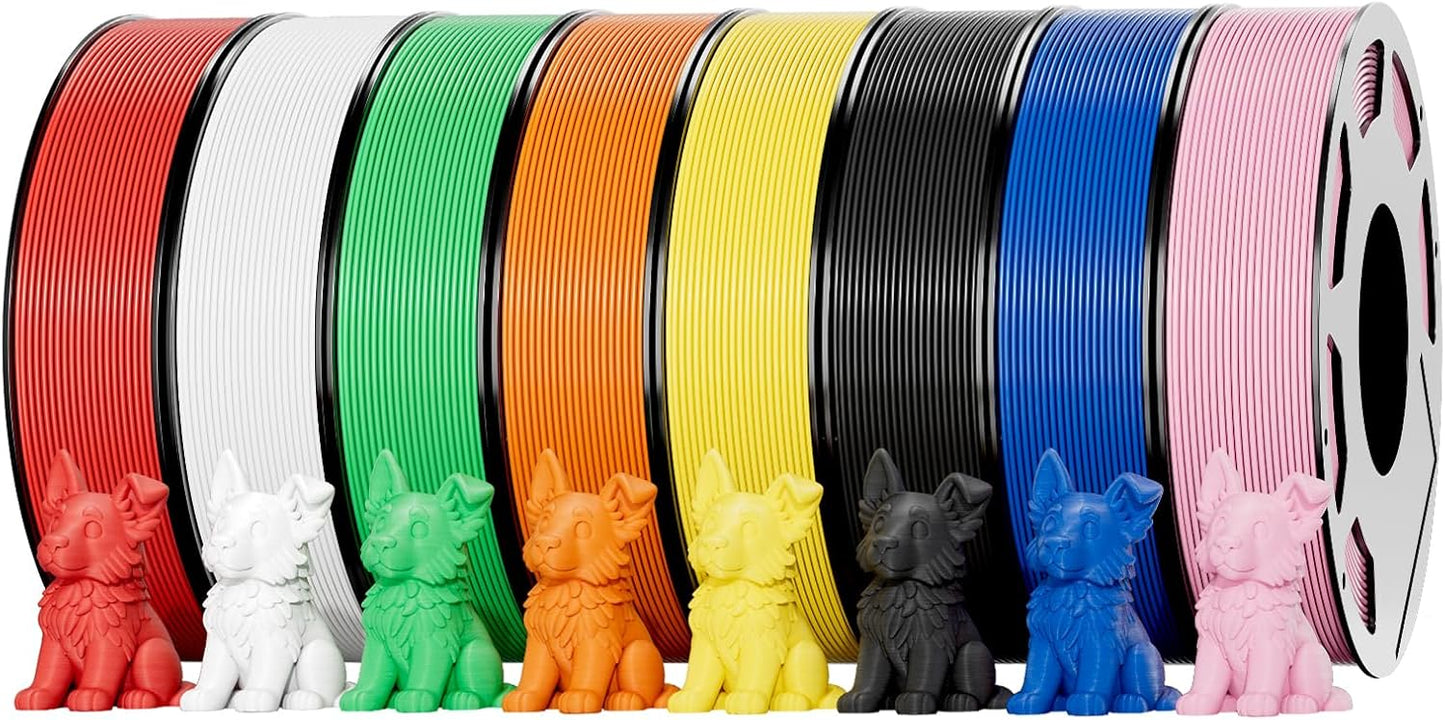 8-Color PLA Filament Bundle Set for 3D Printers - Vibrant Colors