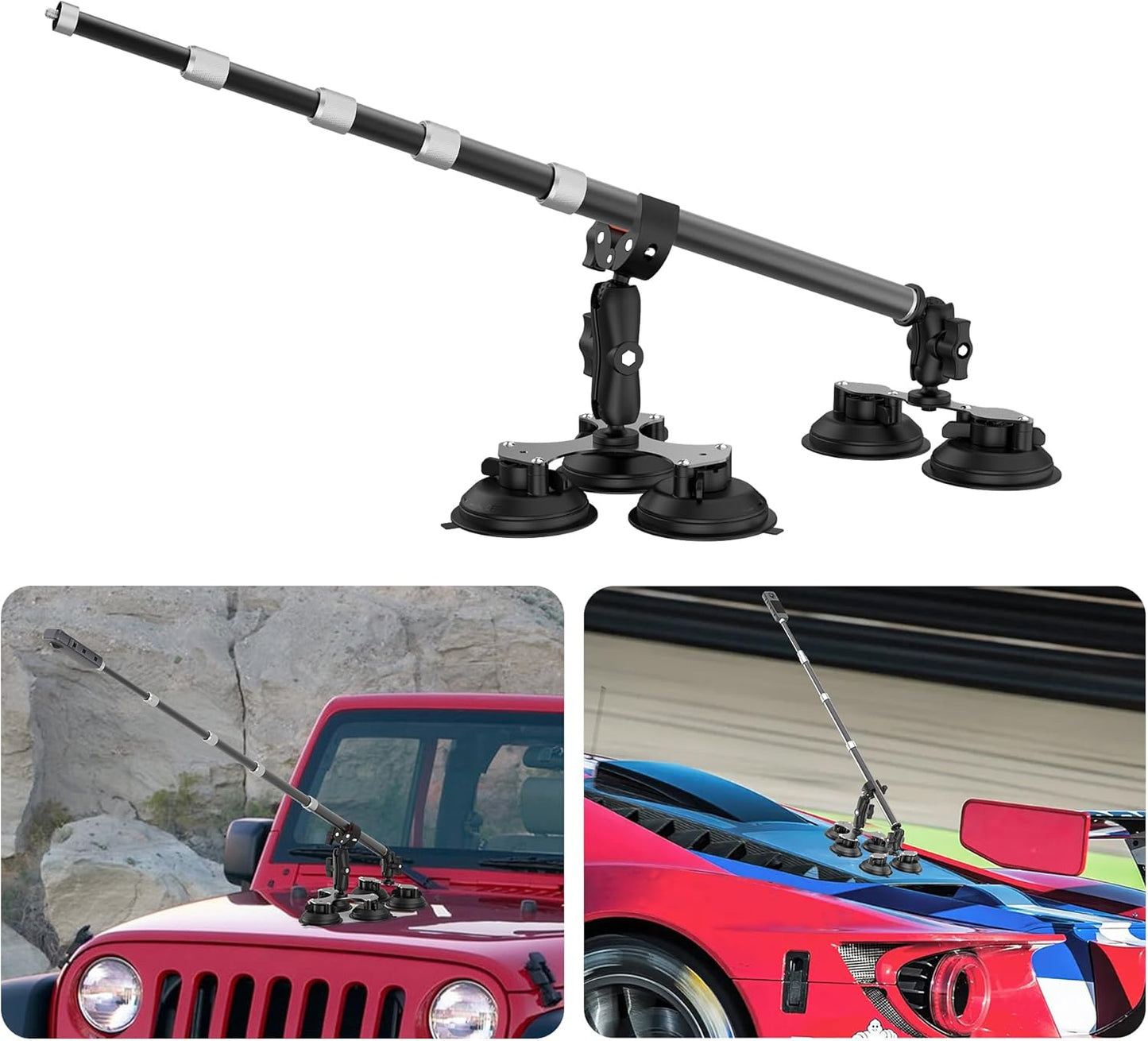 Five Strong Suction Cup Car Mount for Insta360 X5 and GoPro
