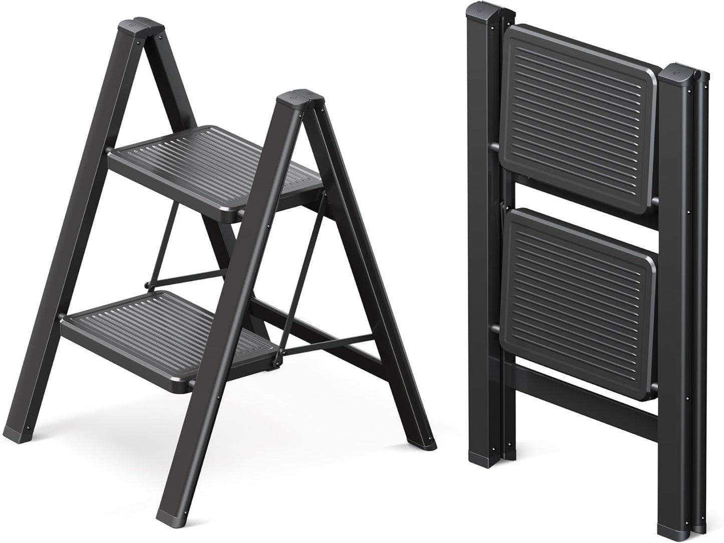 GameGem 2 Step Ladder Folding Step Stool for Home Use