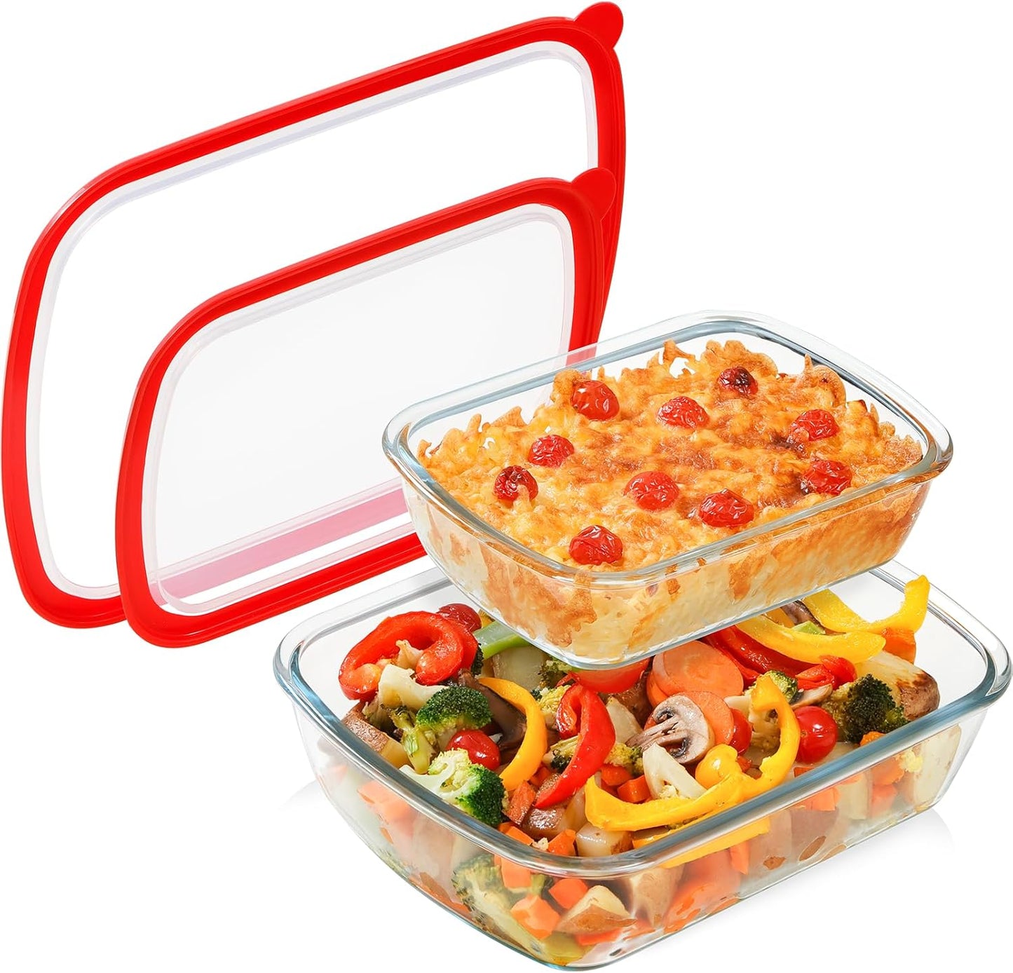 NUTRIUPS 2-Piece Deep Glass Baking Dish Set for Versatile Cooking
