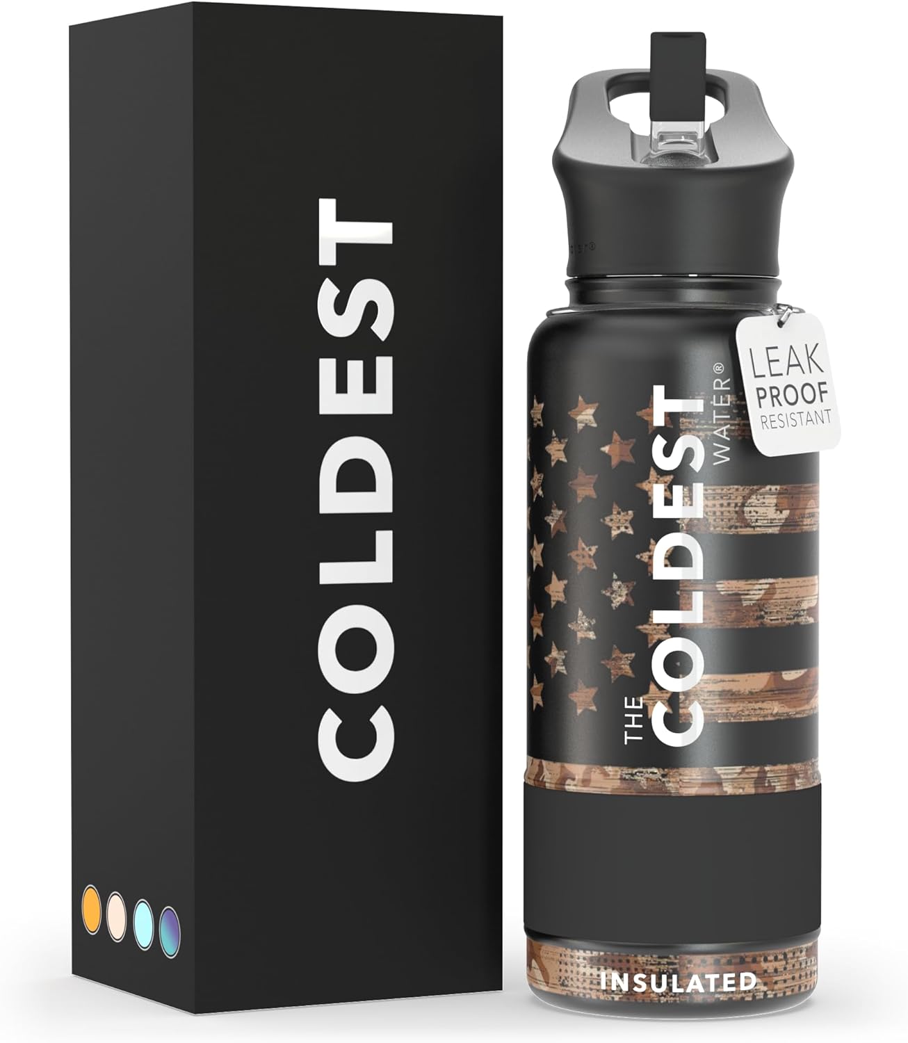 Coldest Insulated Water Bottle with Straw Lid - 32 oz Metal Bottle