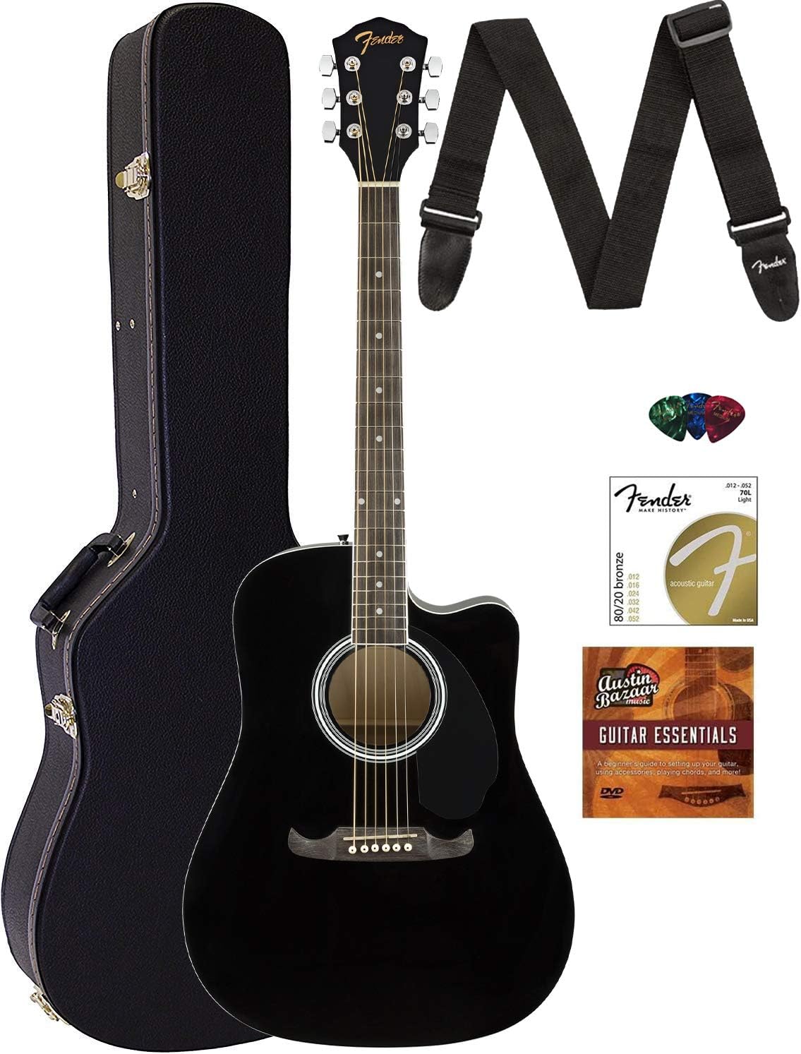 Fender FA-125CE Dreadnought Acoustic-Electric Guitar Bundle