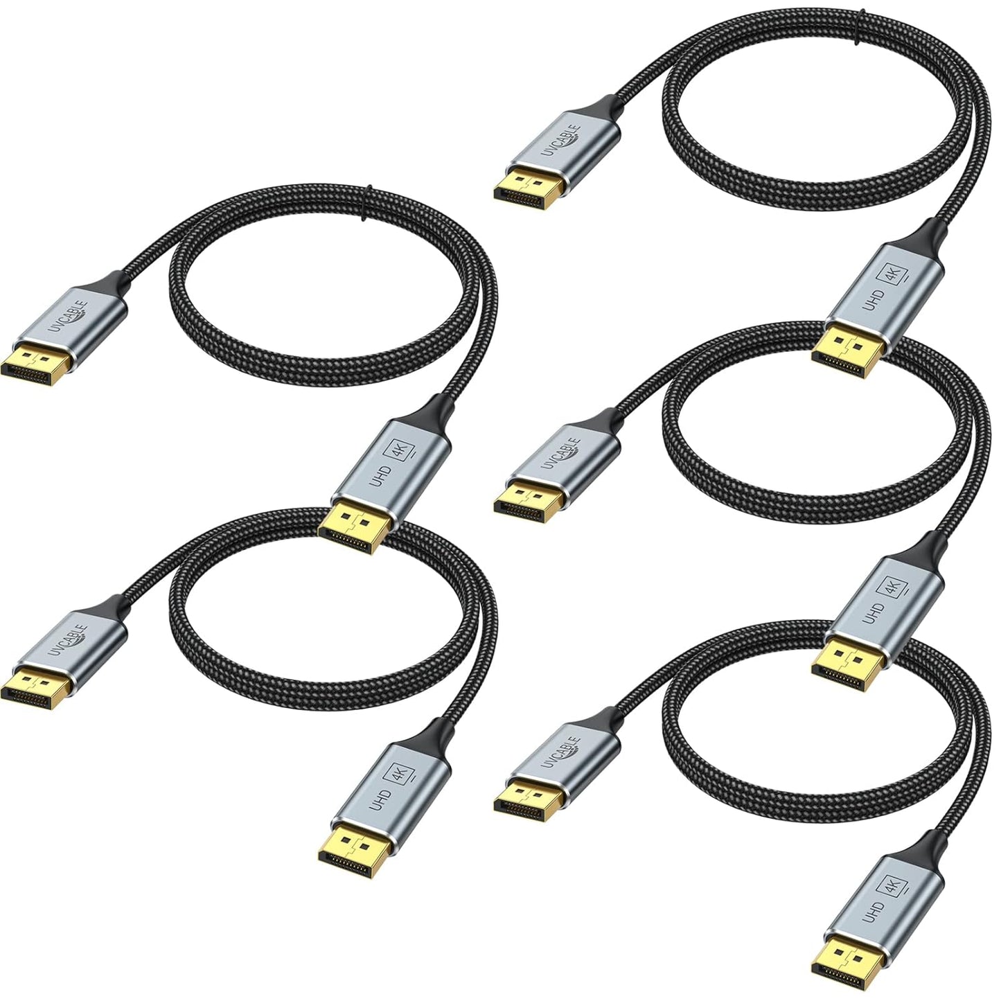 5-Pack 6FT 4K DisplayPort Cables: Crystal-Clear Connection