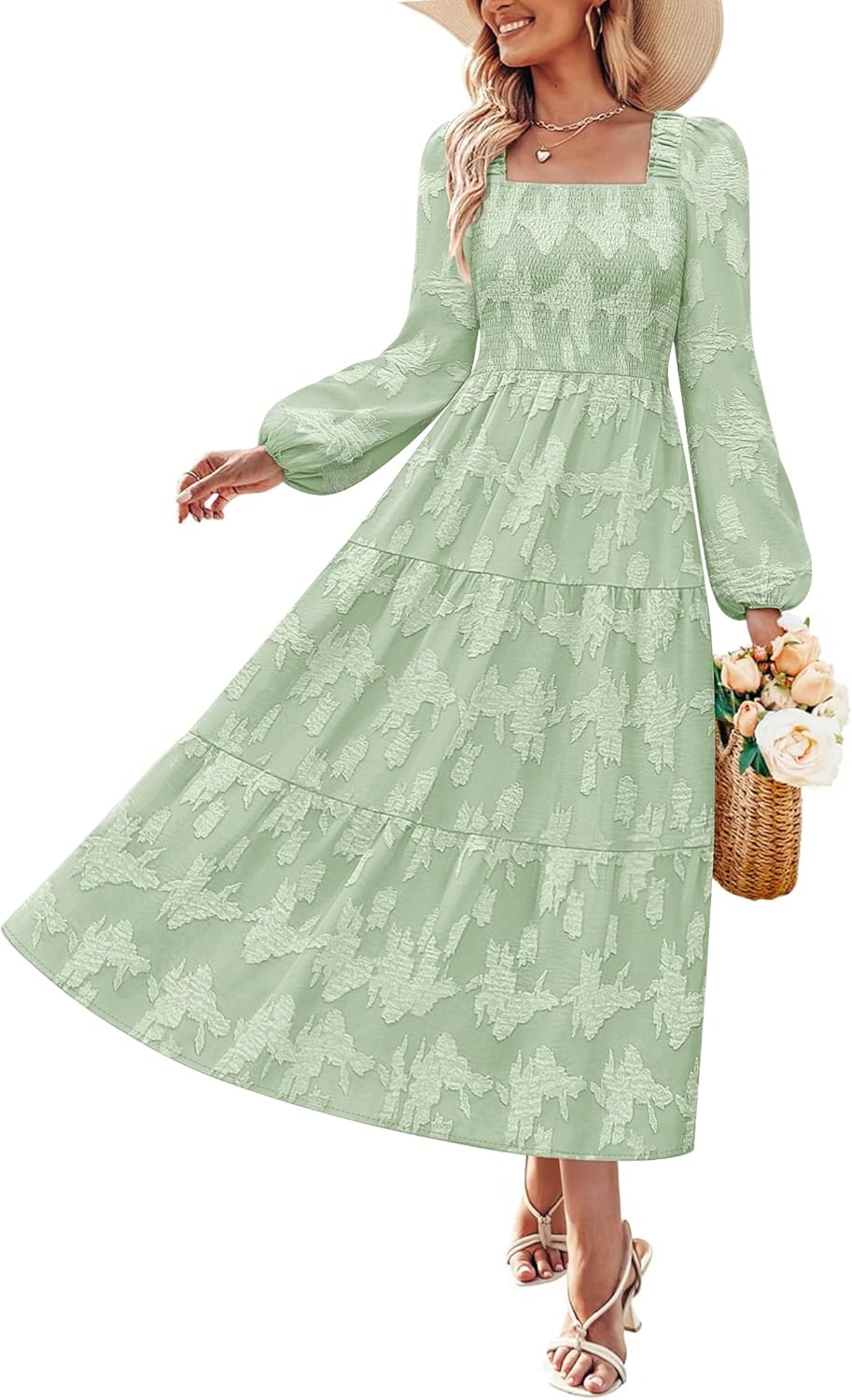 ZESICA Women's Floral Midi Dress for Fall Weddings and Vacations