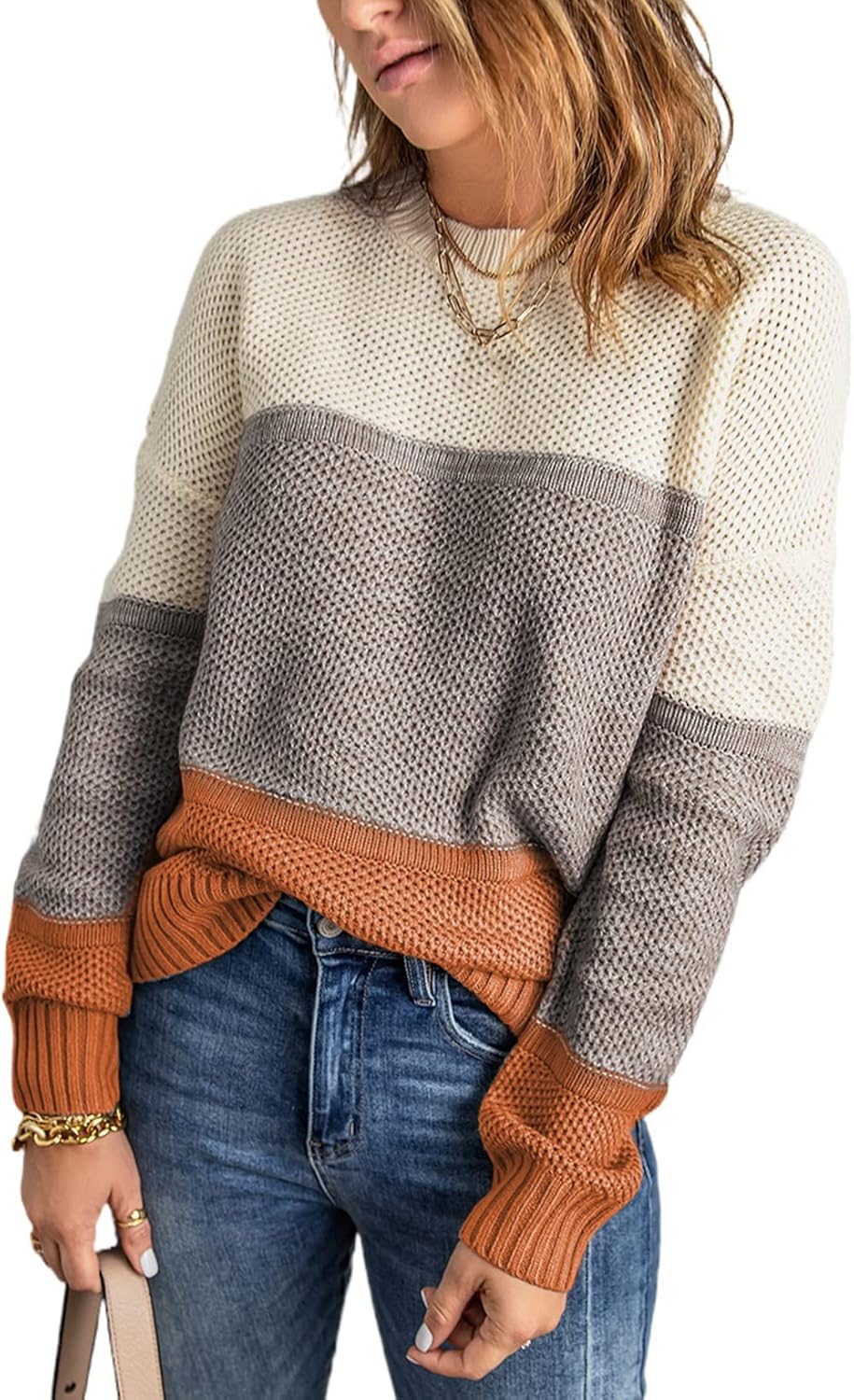 Dokotoo Womens Color Block Sweaters for Stylish Comfort