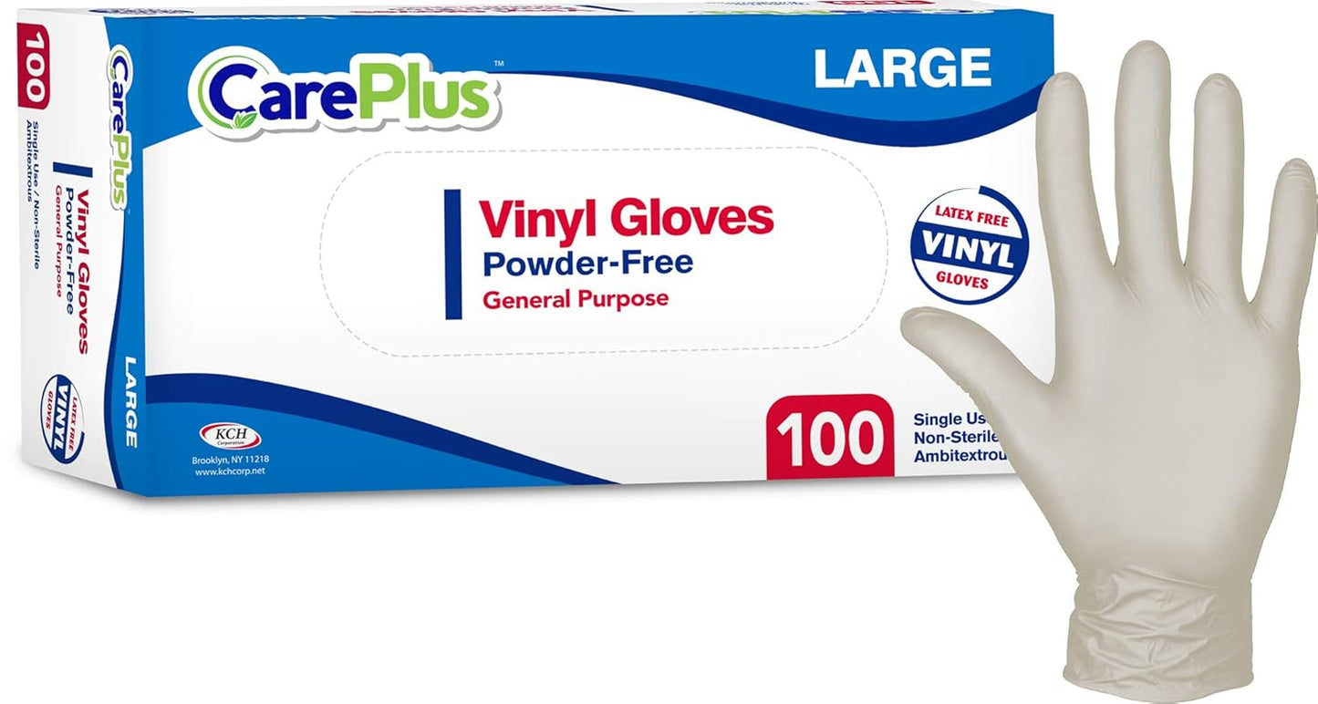 Care Plus Heavy Duty Vinyl Gloves - Latex & Powder Free