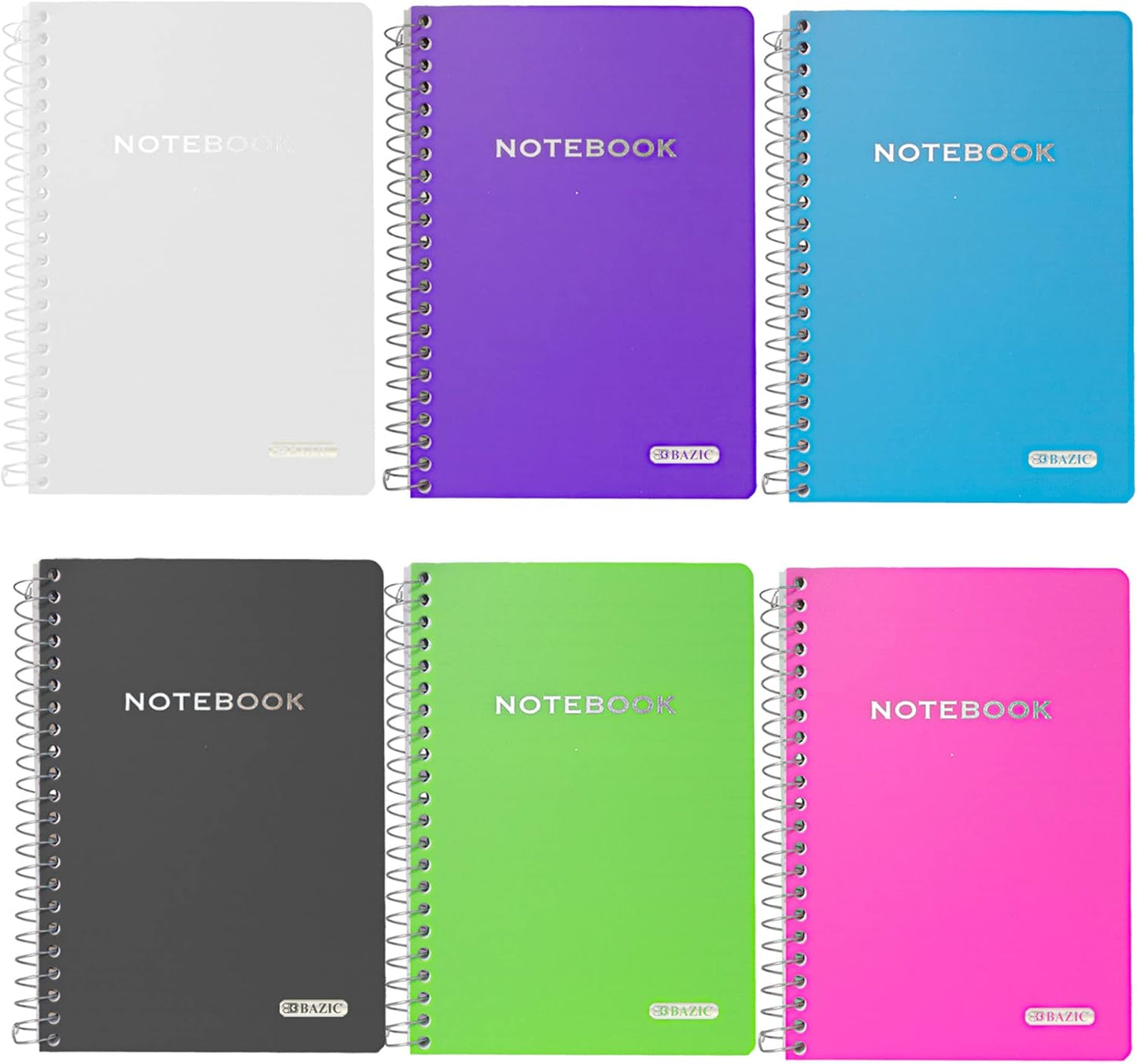 BAZIC Poly Cover Spiral Notebooks 6-Pack - Organize Your Ideas!
