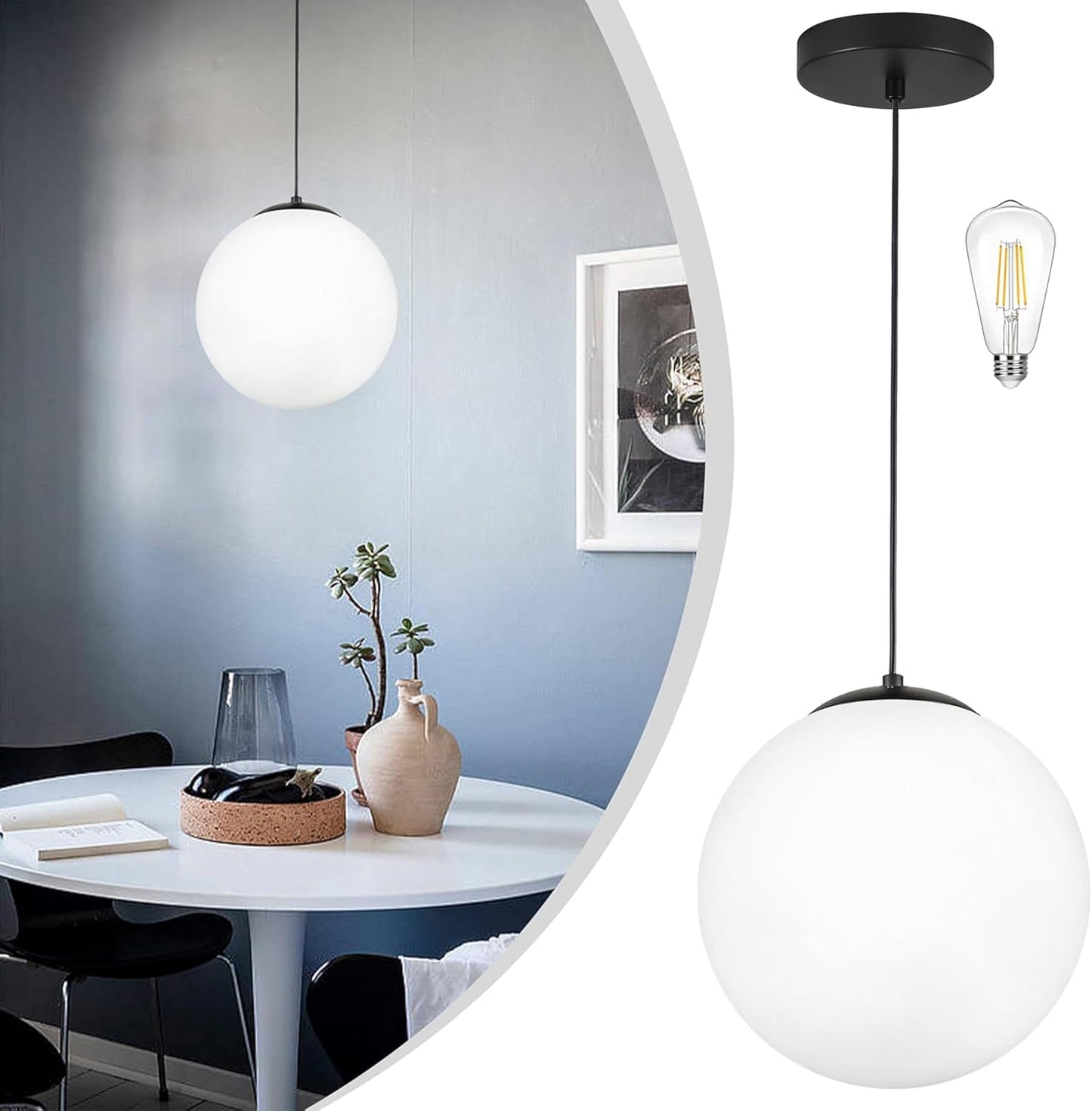 10 Inch Globe Pendant Light with Adjustable Height for Any Room