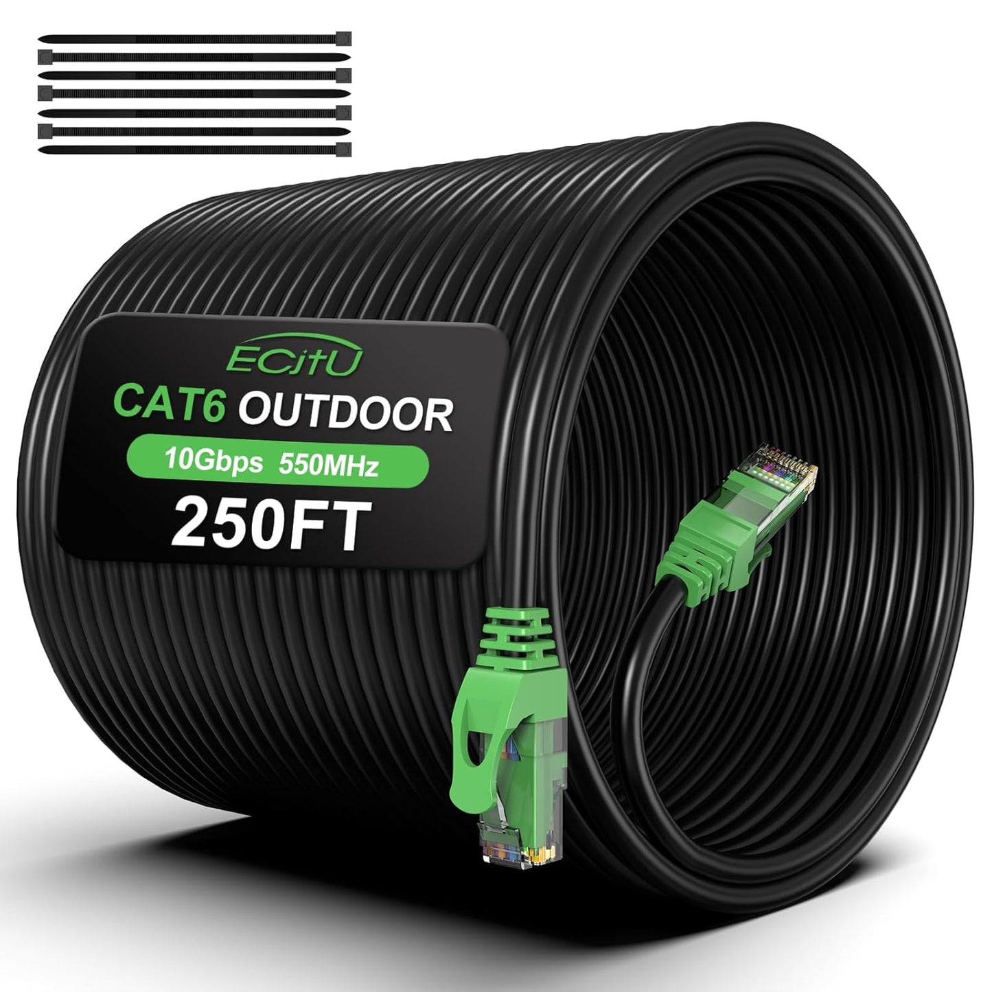 250FT Cat6 Outdoor Ethernet Cable for Heavy Duty Use
