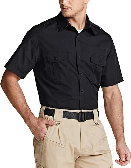 CQR Men's Short Sleeve Work Shirts for Tactical Outdoor Use