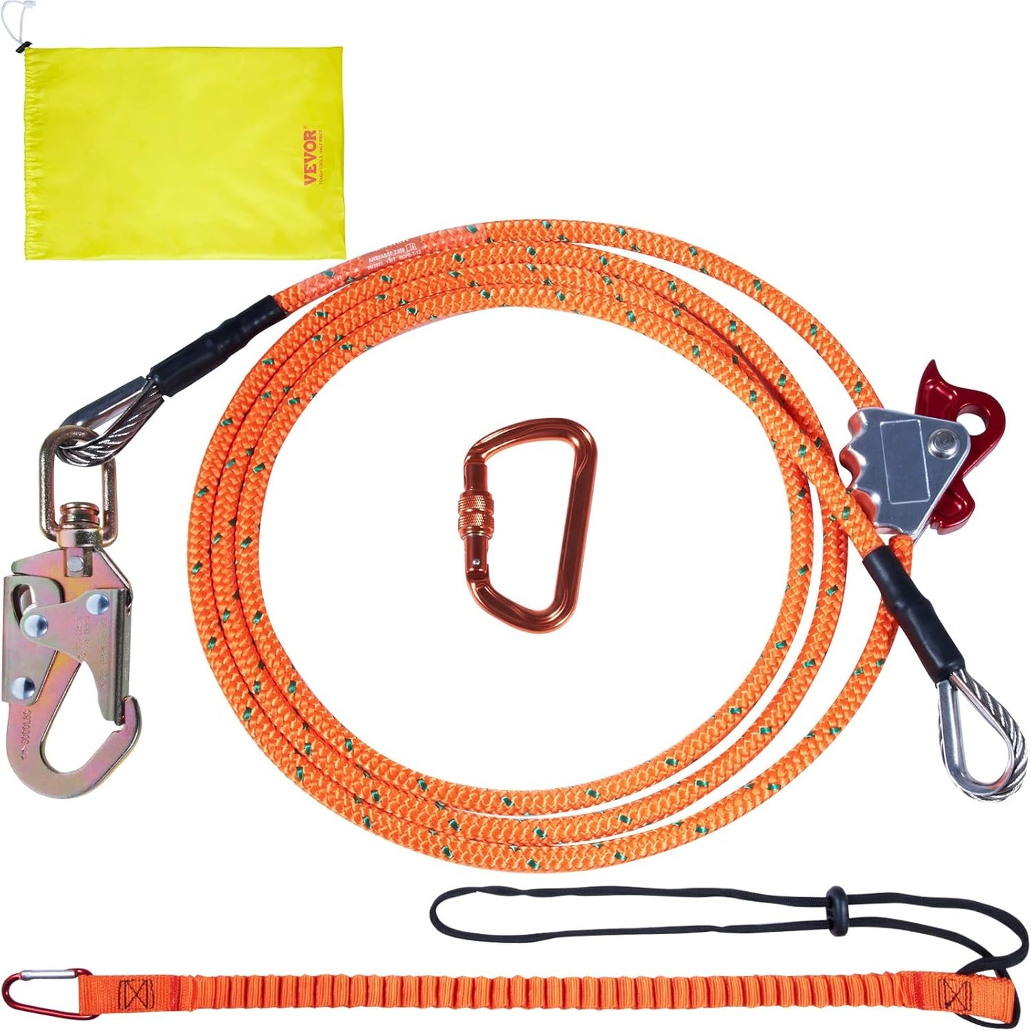 VEVOR Steel Core Flipline 1/2 x 12' - Secure Tree Climbing