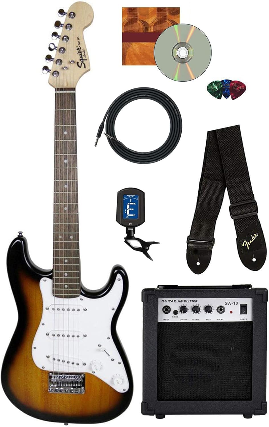 Fender Squier 3/4-Size Kids Mini Strat Electric Guitar Bundle